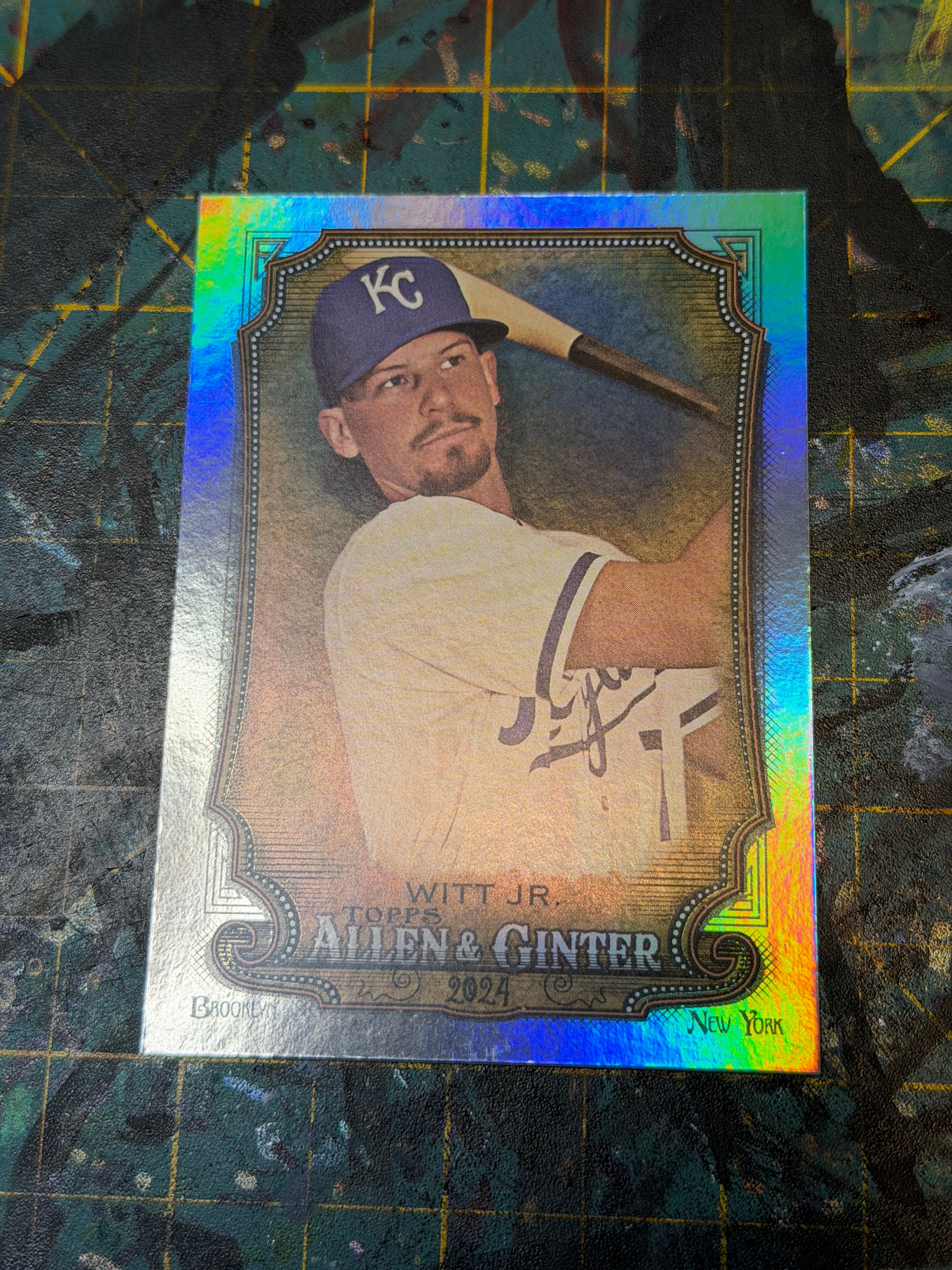 Bobby Witt Jr. Custom 1/1 Baseball Card Art - Painted and Embossed