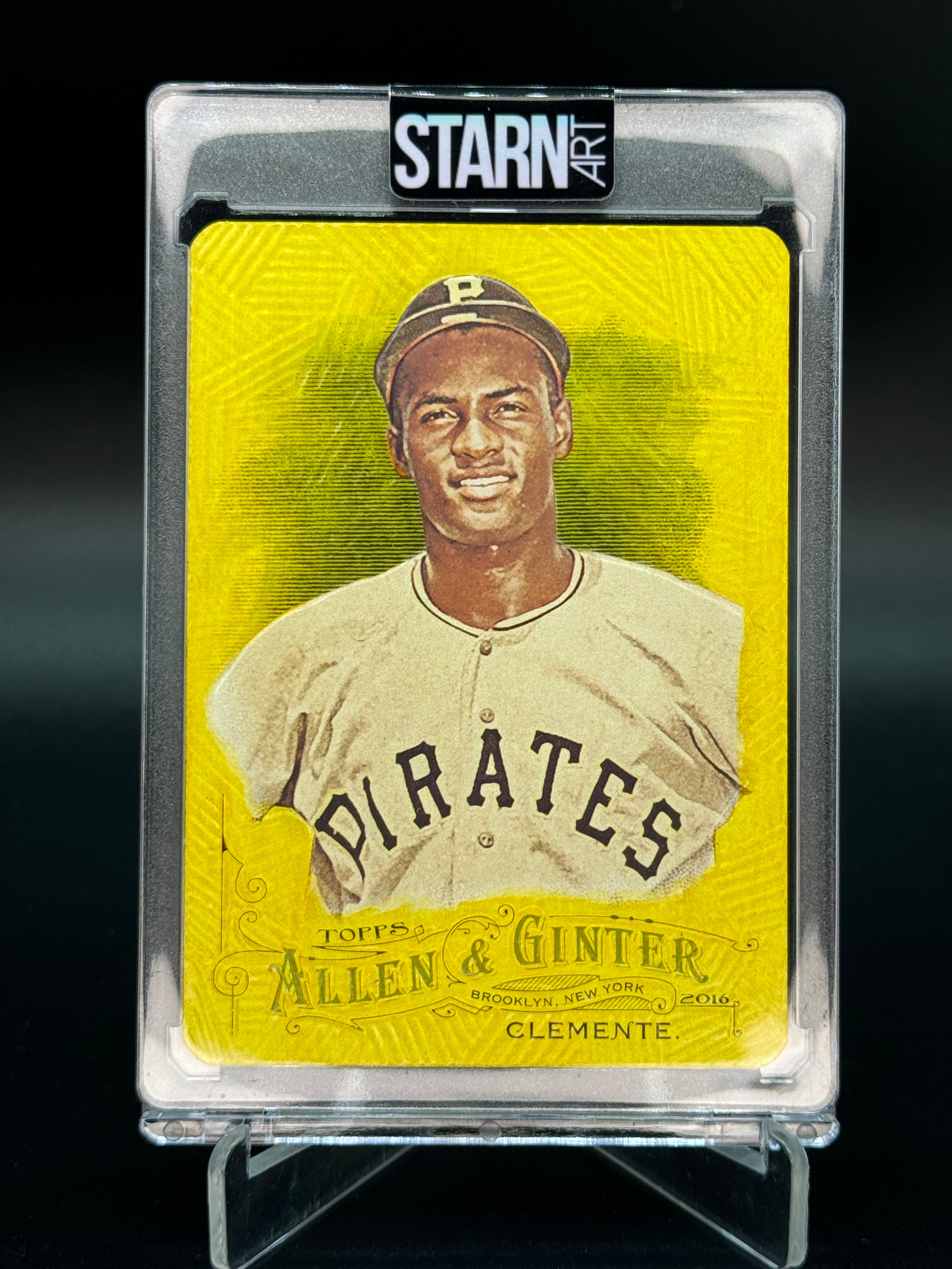 Roberto Clemente Custom 1/1 Baseball Card Art - Painted and Embossed