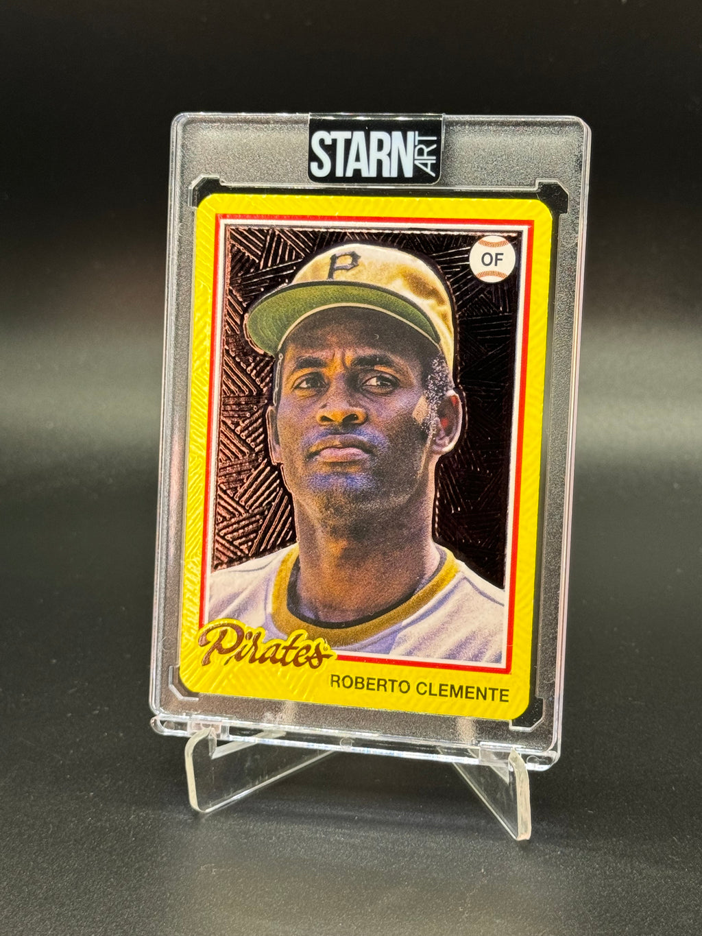 Roberto Clemente Custom 1/1 Baseball Card Art - Painted and Embossed