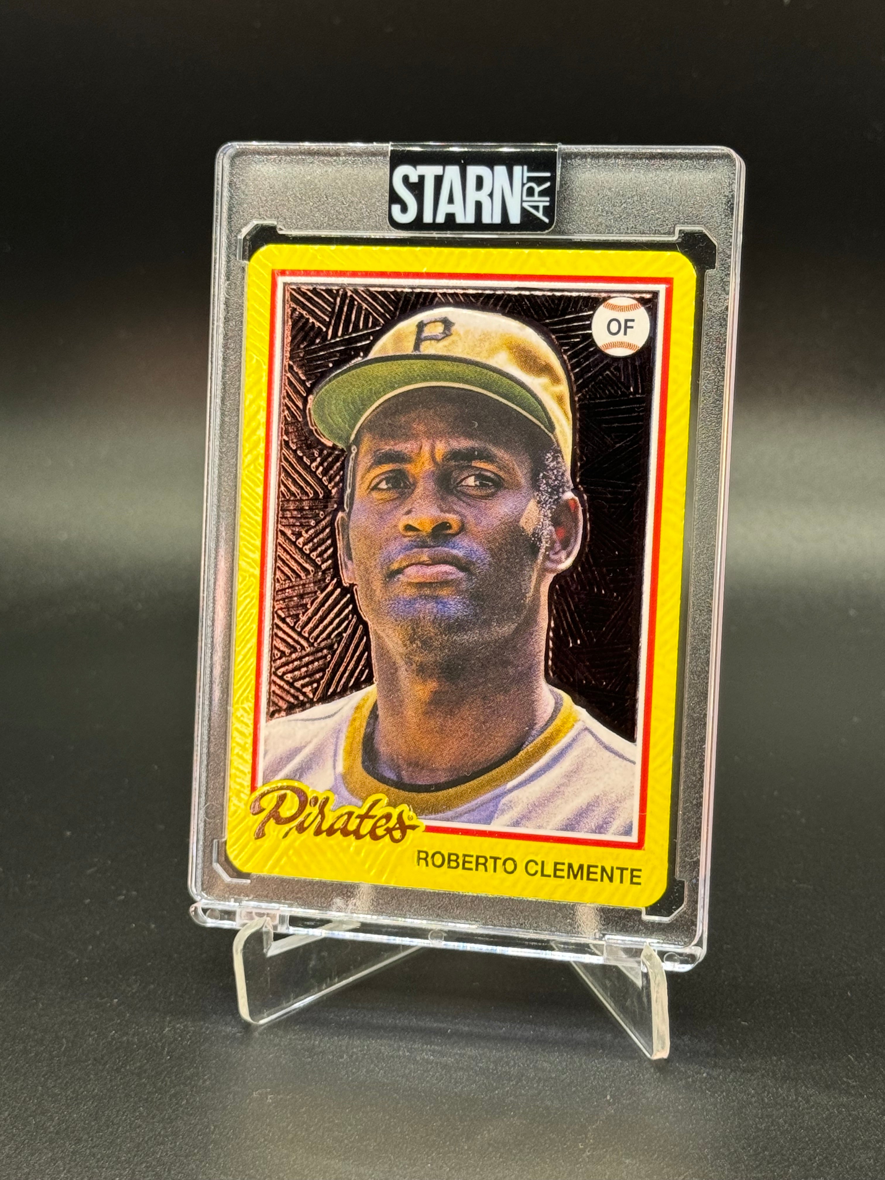 Roberto Clemente Custom 1/1 Baseball Card Art - Painted and Embossed