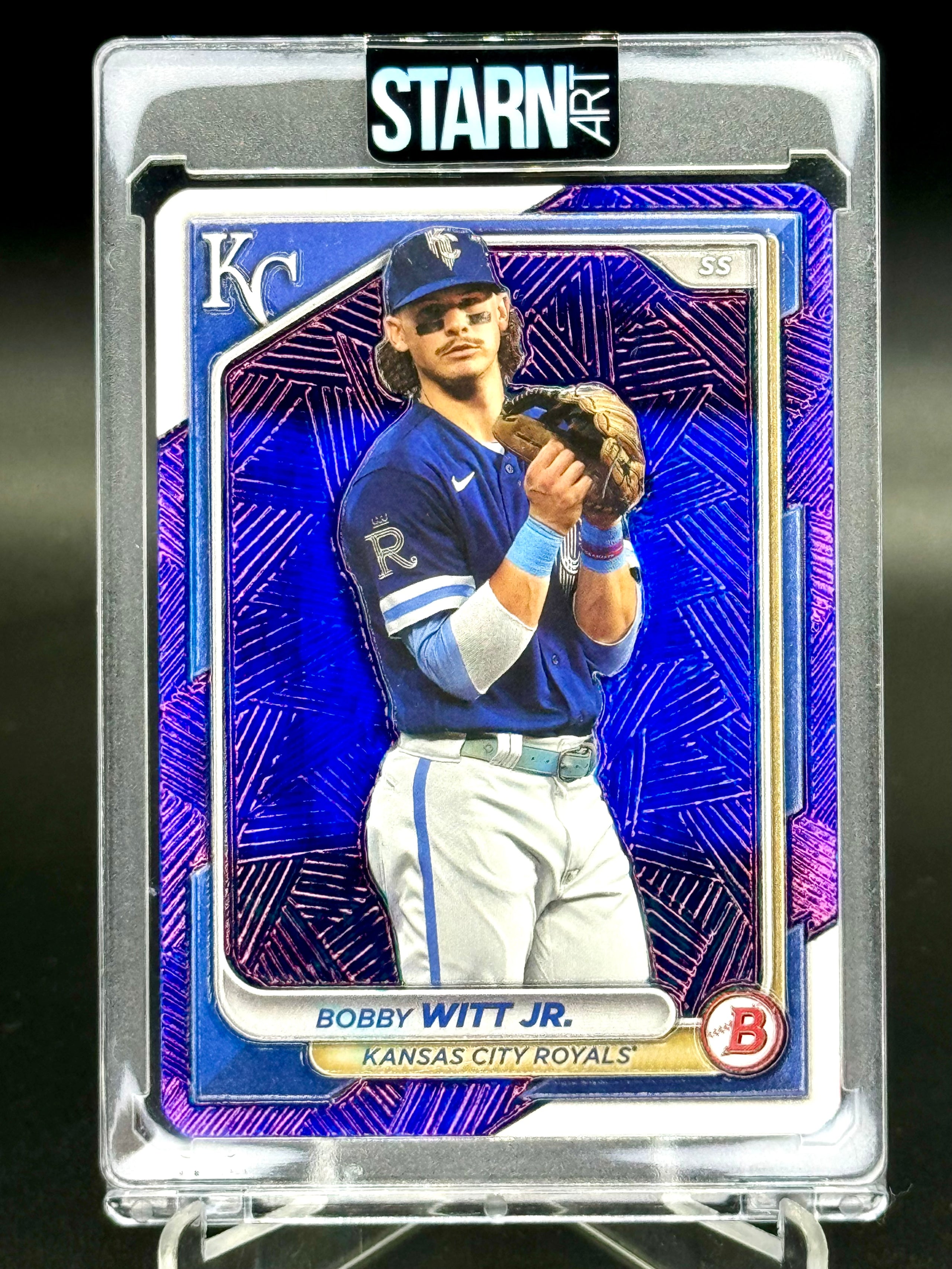 Bobby Witt Jr. Custom 1/1 Baseball Card Art - Painted and Embossed