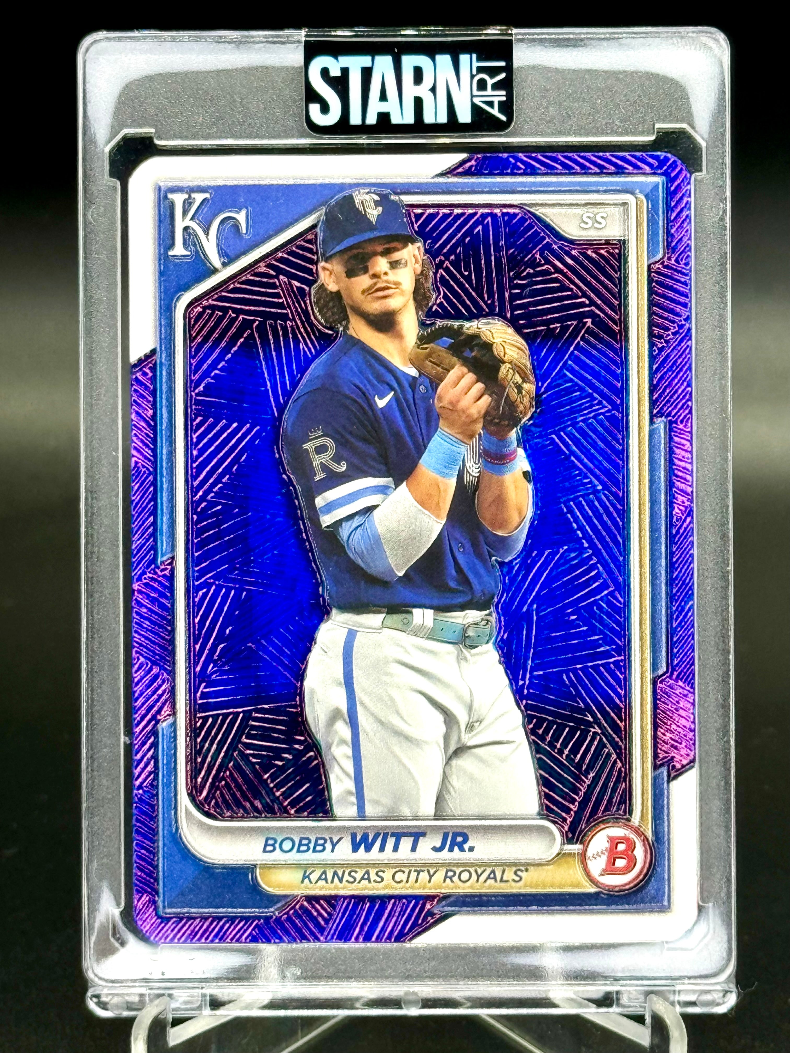 Bobby Witt Jr. Custom 1/1 Baseball Card Art - Painted and Embossed