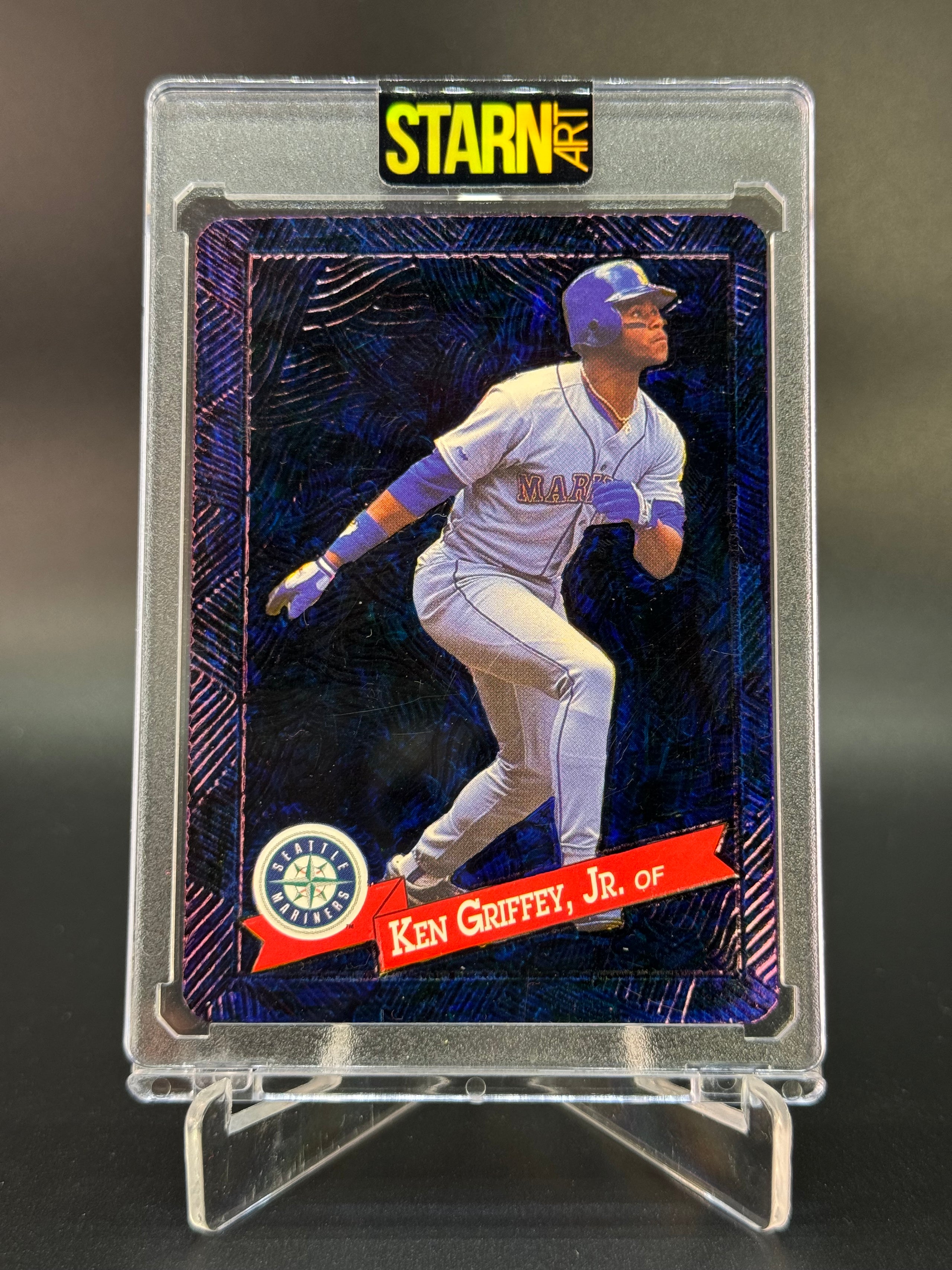 Ken Griffey Jr. Custom 1/1 Baseball Card Art - Painted and Embossed