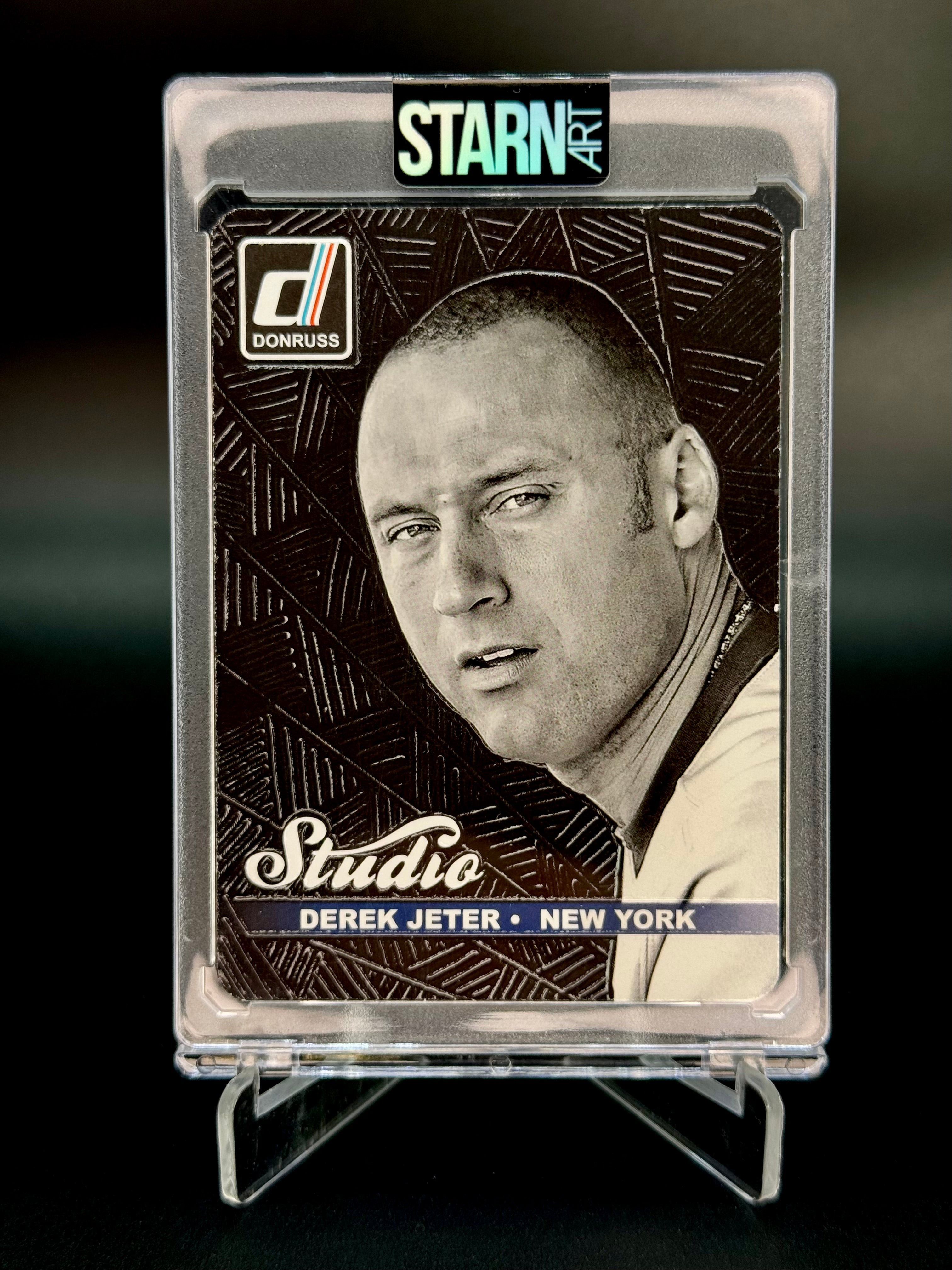 Derek Jeter Custom 1/1 Baseball Card Art - Painted and Embossed