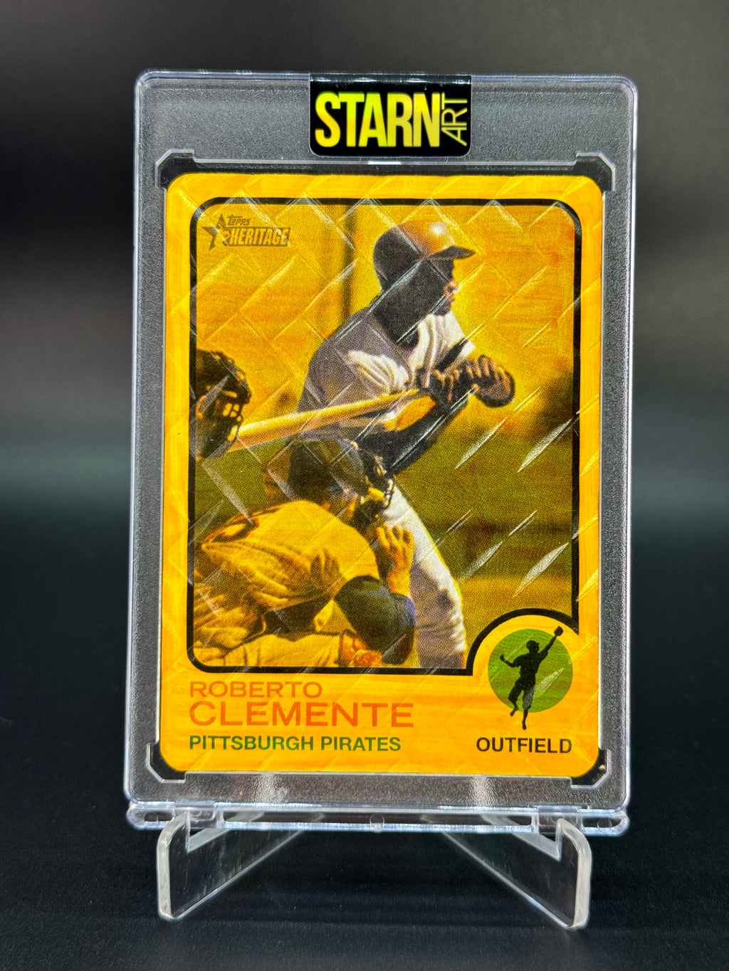 Roberto Clemente Custom 1/1 Baseball Card Art - Painted and Embossed
