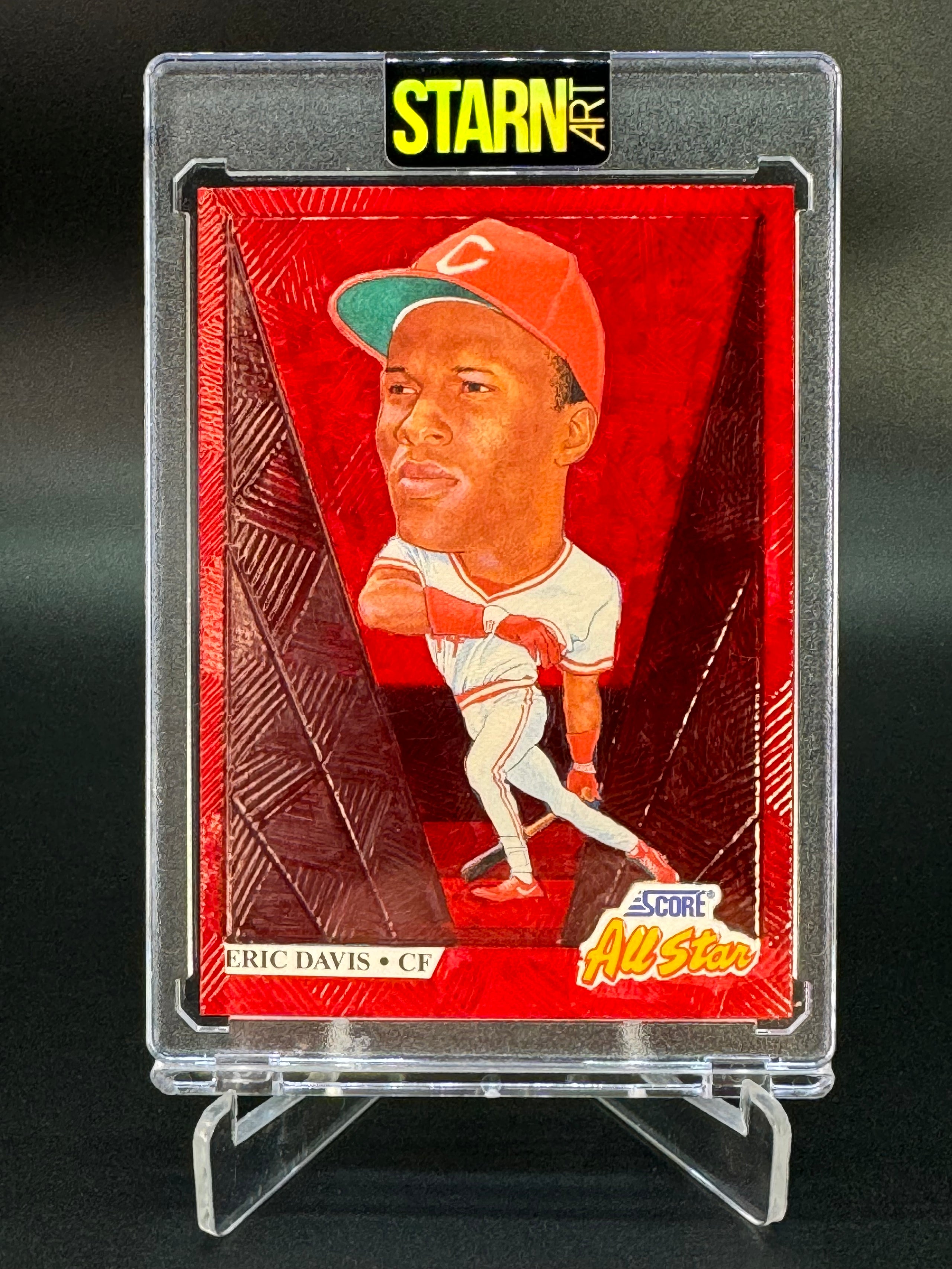 Eric Davis Custom 1/1 Baseball Card Art - Painted and Embossed