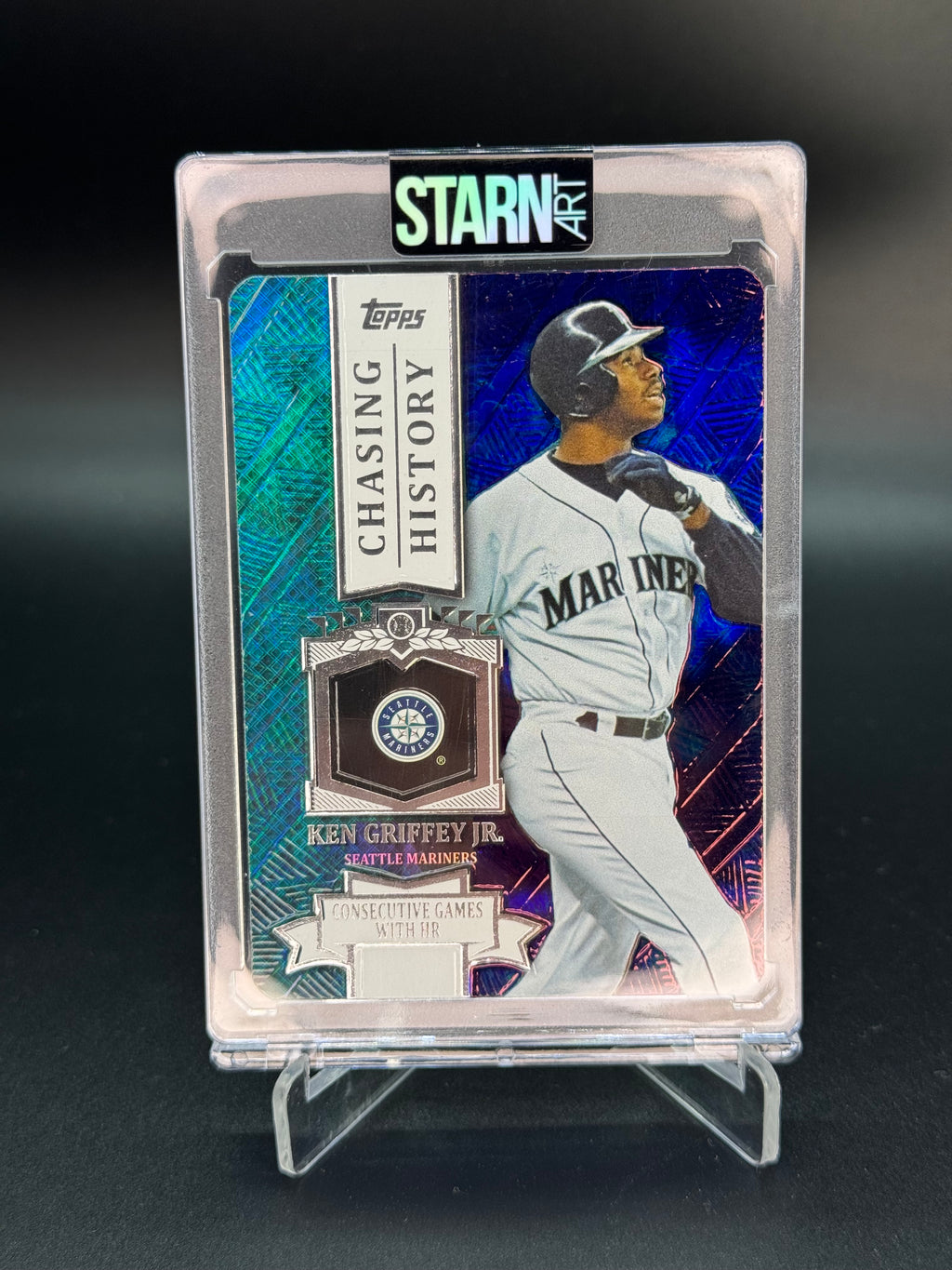 Ken Griffey Jr. Custom Embossed and Painted 1/1 Baseball Card Art