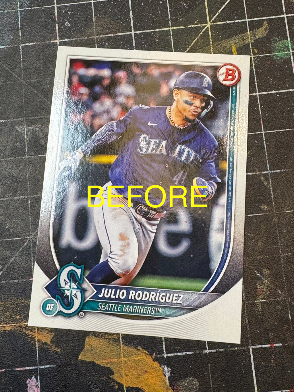 Julio Rodriguez Custom 1/1 Baseball Card Art - Painted and Embossed