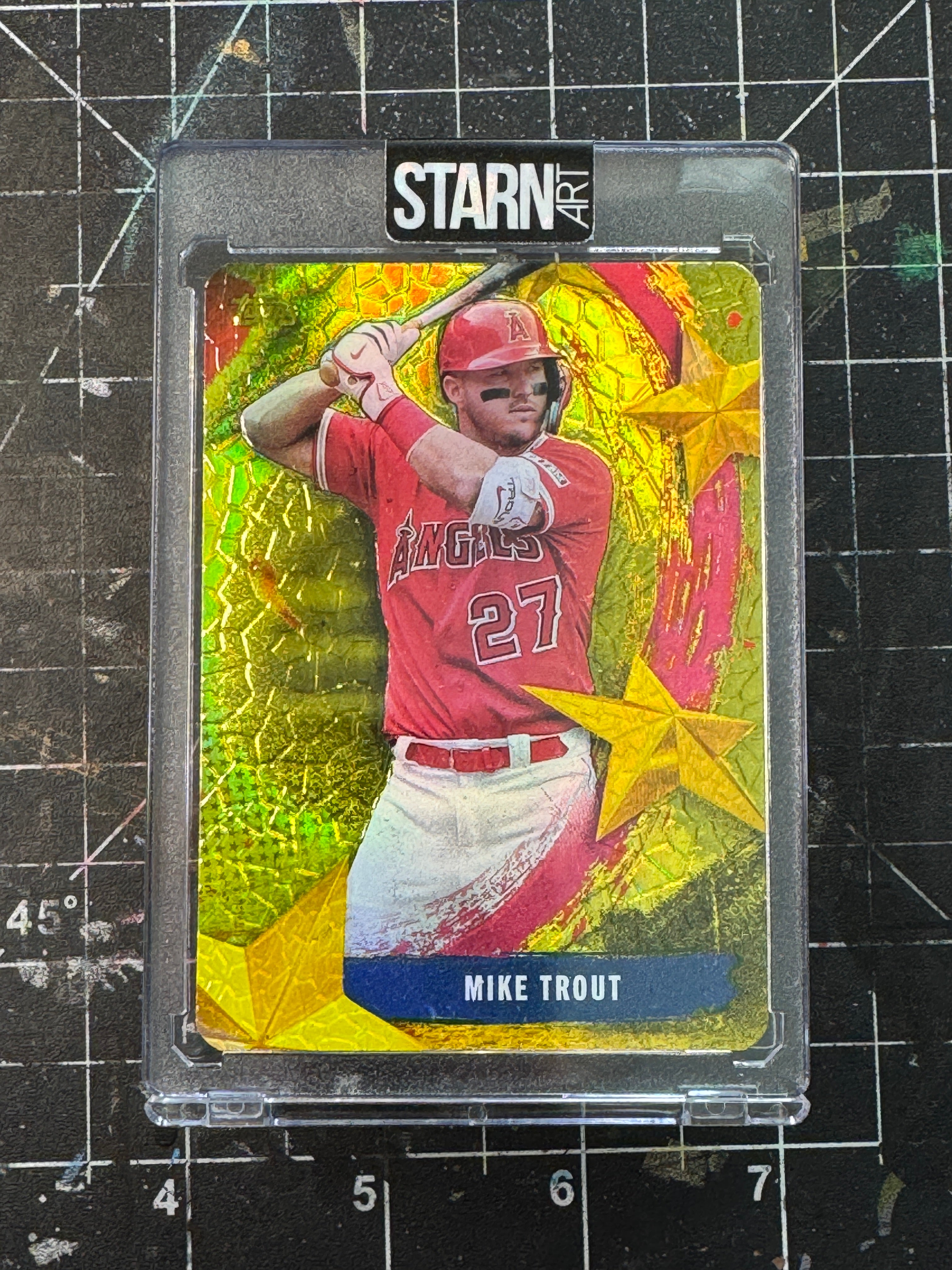 Mike Trout Custom 1/1 Baseball Card Art - Painted and Embossed