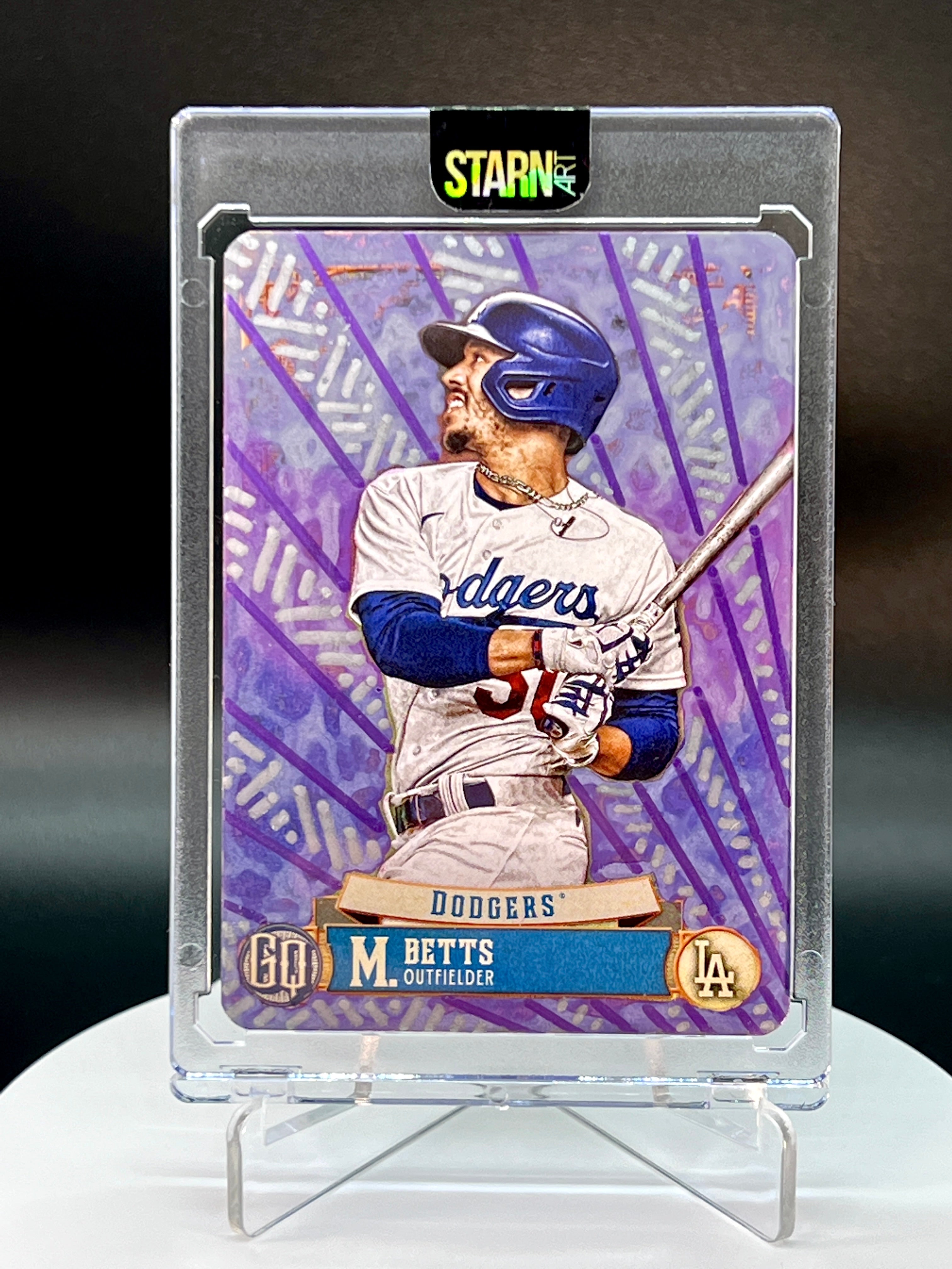 Mookie Betts Custom 1/1 Baseball Card Art - Painted and Embossed