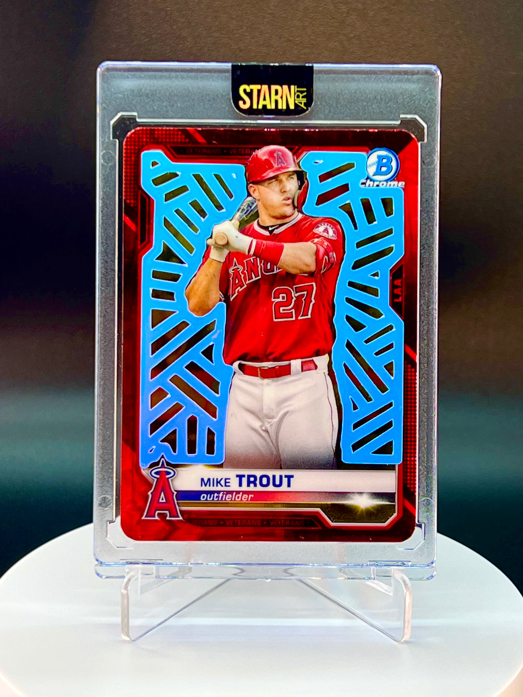 Mike Trout Custom 1/1 Baseball Card Art - Painted and Embossed