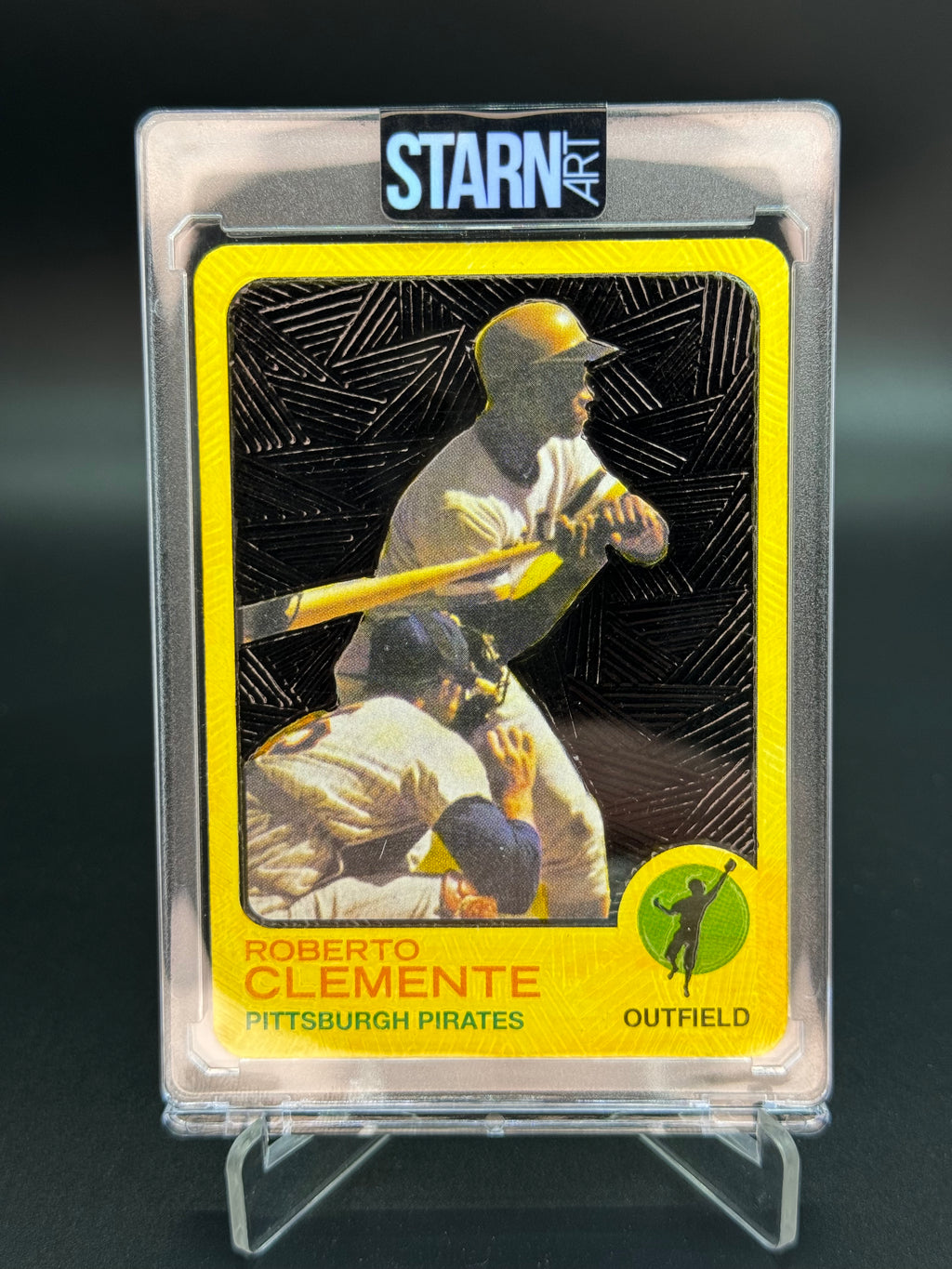 Roberto Clemente Custom 1/1 Baseball Card Art - Painted and Embossed