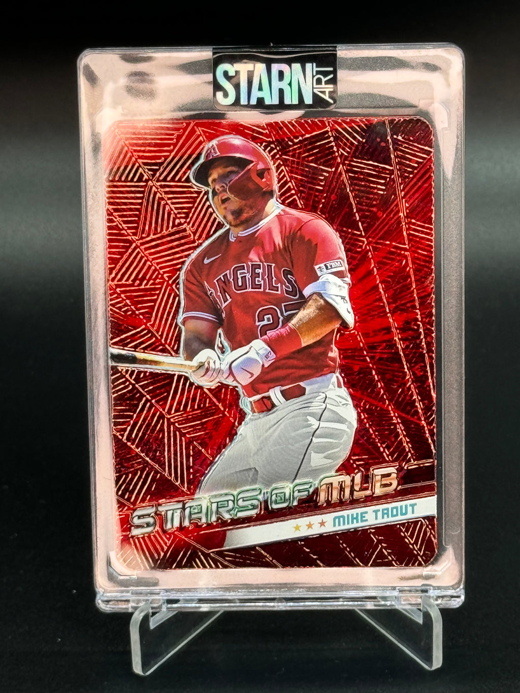 Mike Trout Custom 1/1 Baseball Card Art - Painted and Embossed