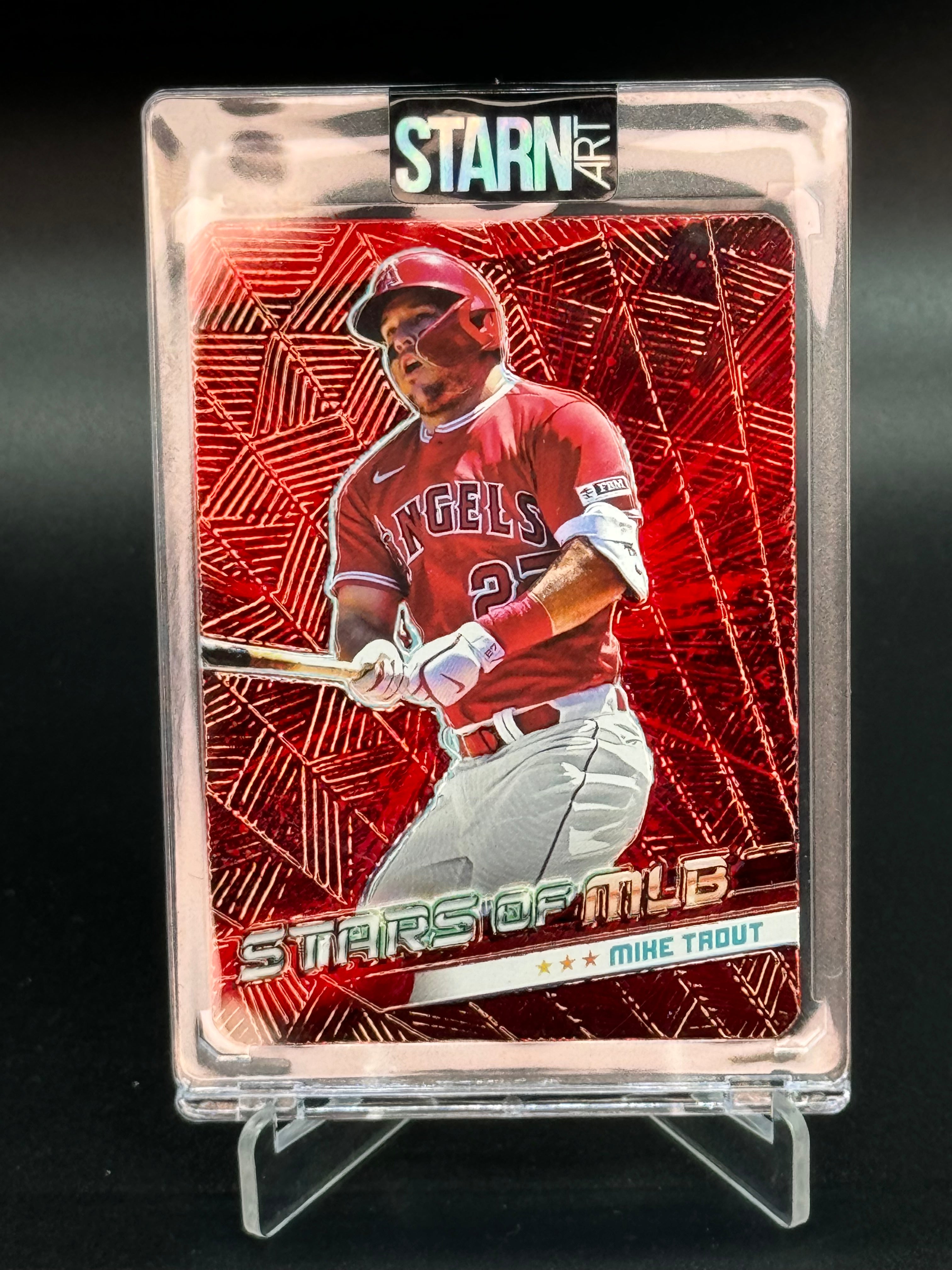 Mike Trout Custom 1/1 Baseball Card Art - Painted and Embossed