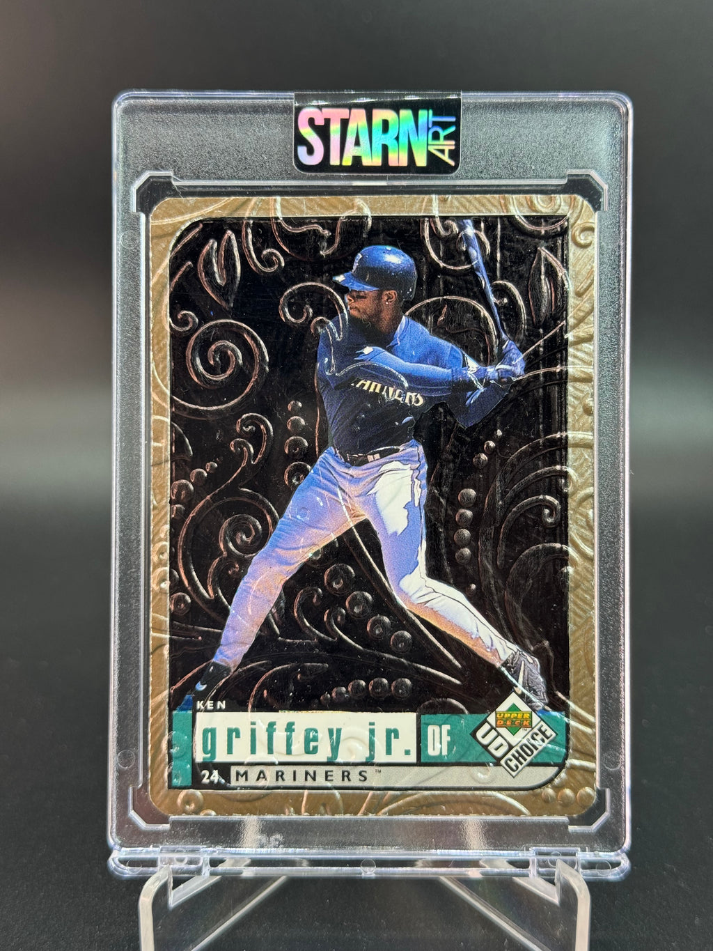 Ken Griffey Jr. Custom Embossed and Painted 1/1 Baseball Card Art
