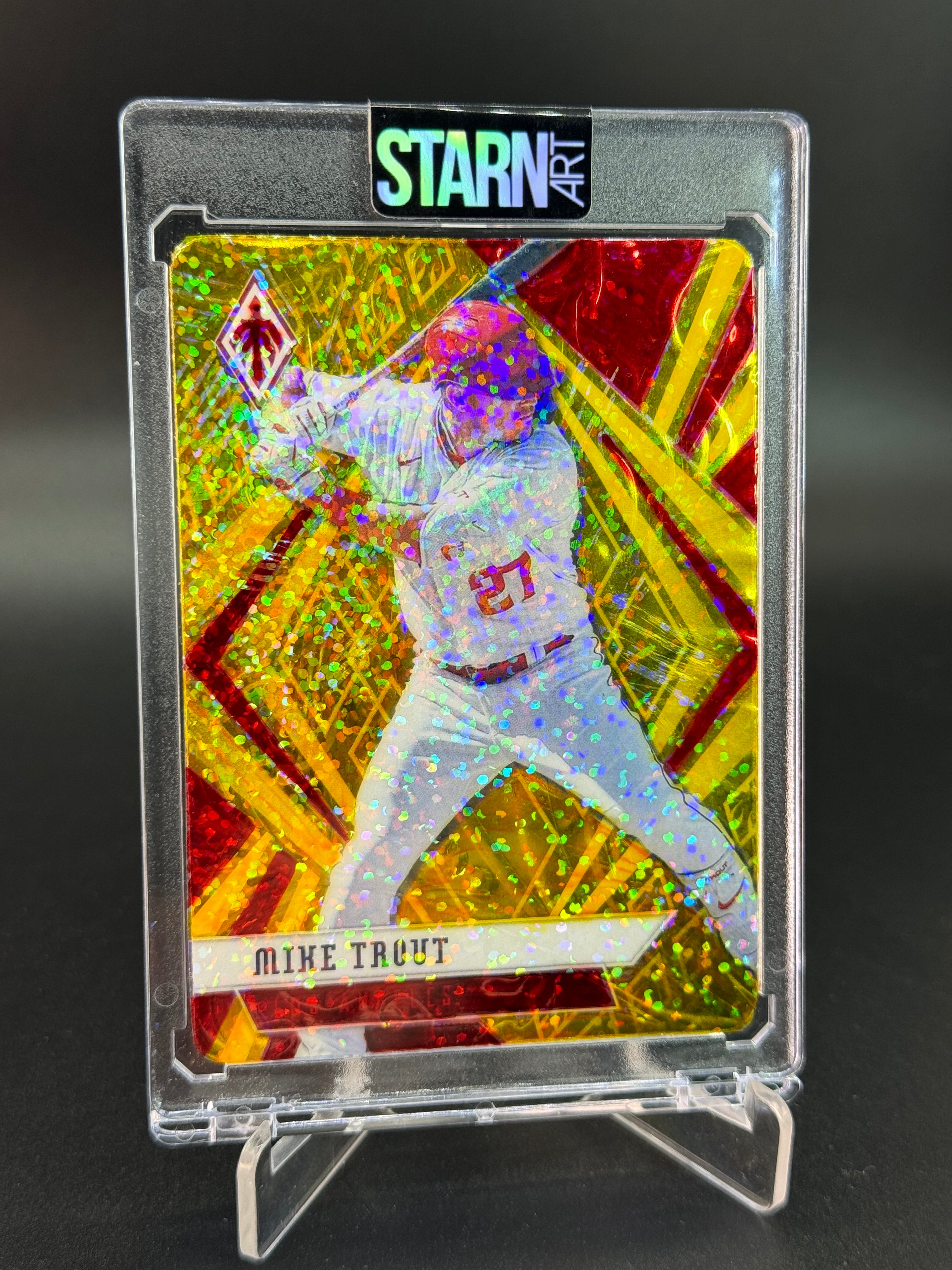 Mike Trout Custom 1/1 Baseball Card Art - Painted and Embossed