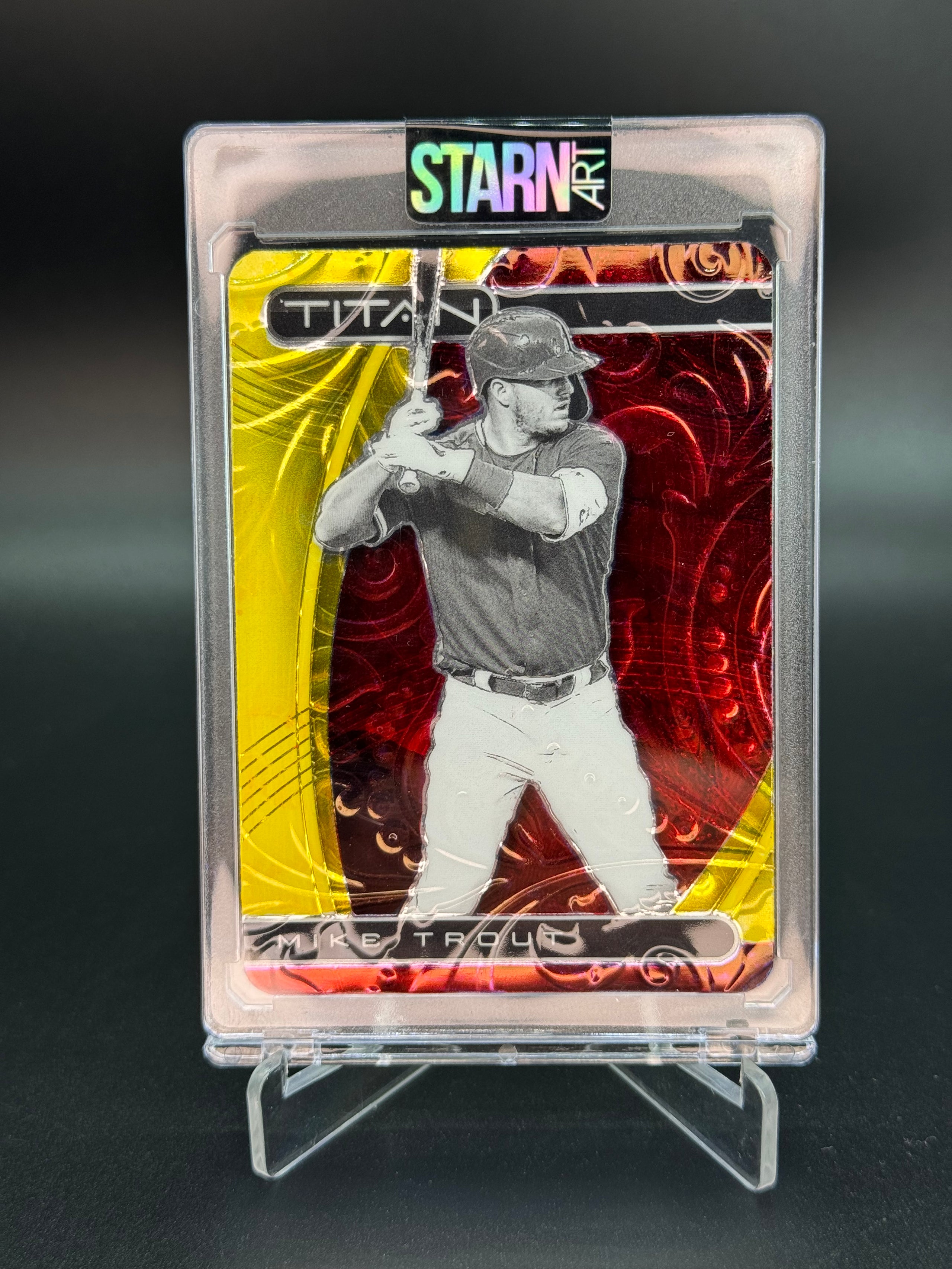 Mike Trout Custom 1/1 Baseball Card Art - Painted and Embossed (Copy)