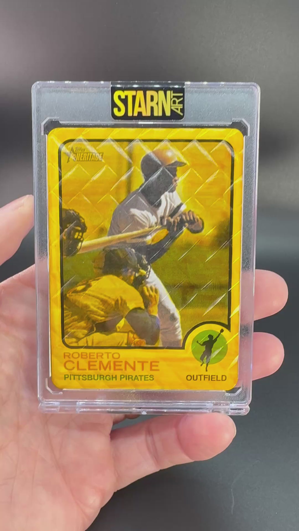 Roberto Clemente Custom 1/1 Baseball Card Art - Painted and Embossed
