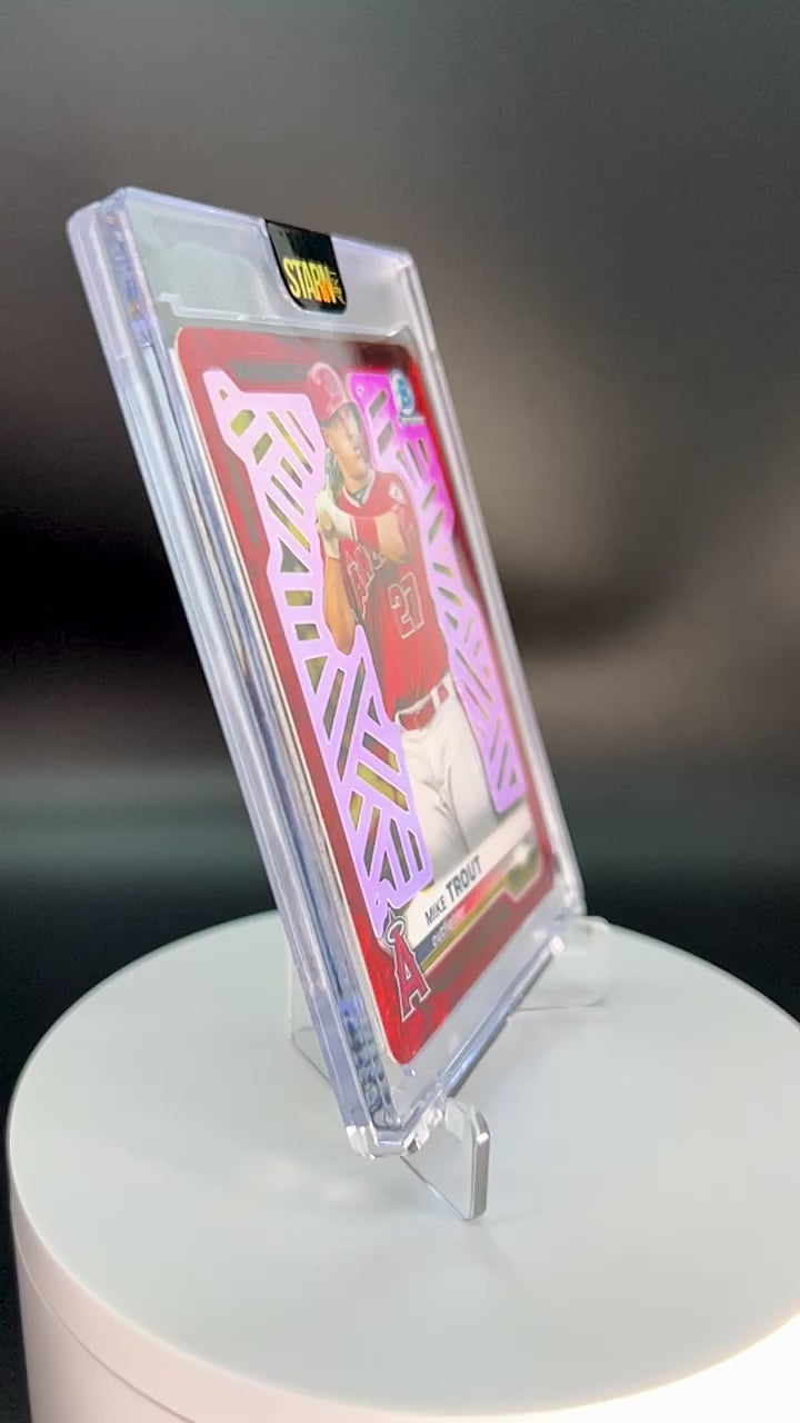 Mike Trout Custom 1/1 Baseball Card Art - Painted and Embossed