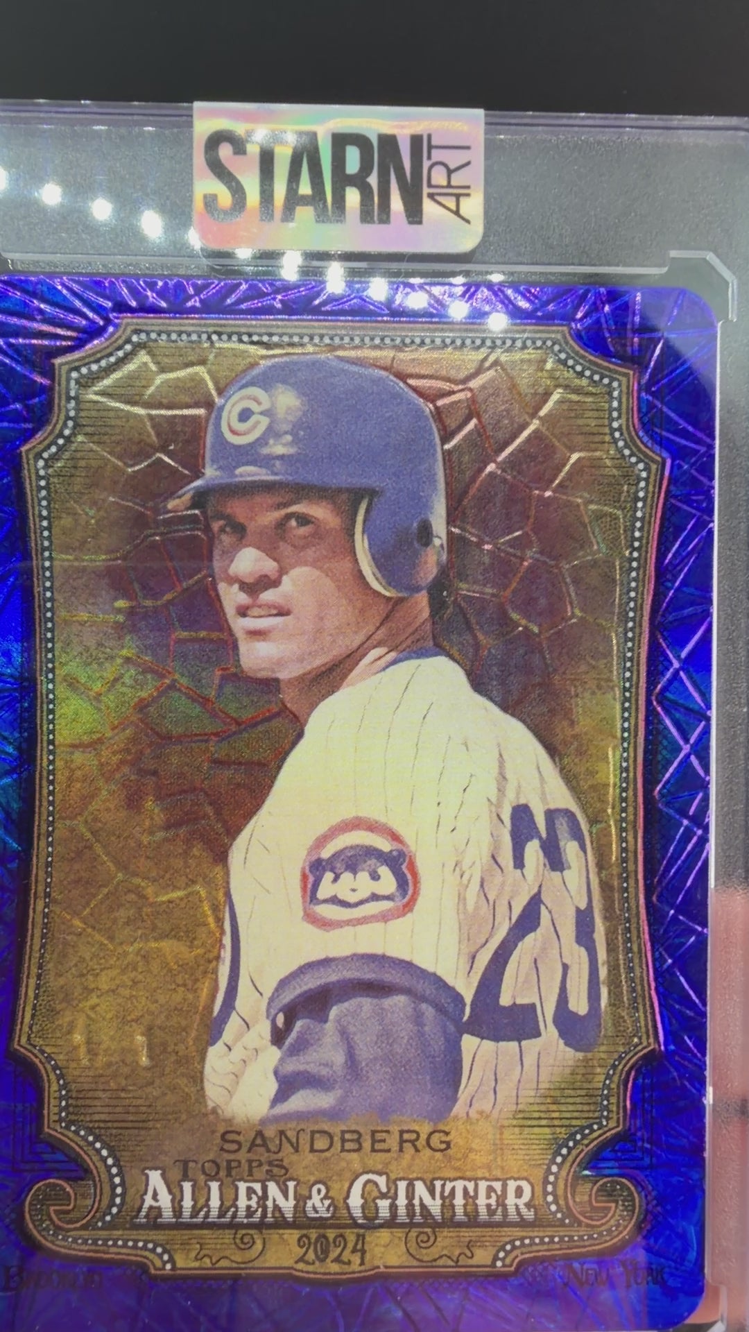 Ryne Sandberg Custom 1/1 Baseball Card Art - Painted and Embossed