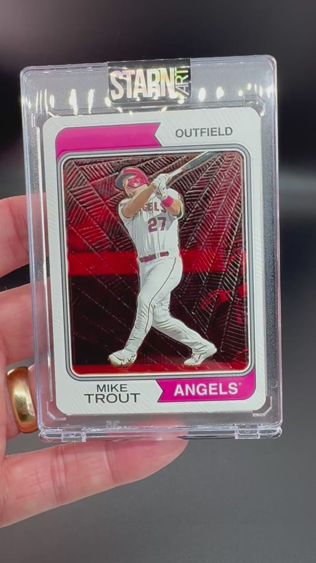 Mike Trout Custom 1/1 Baseball Card Art - Painted and Embossed