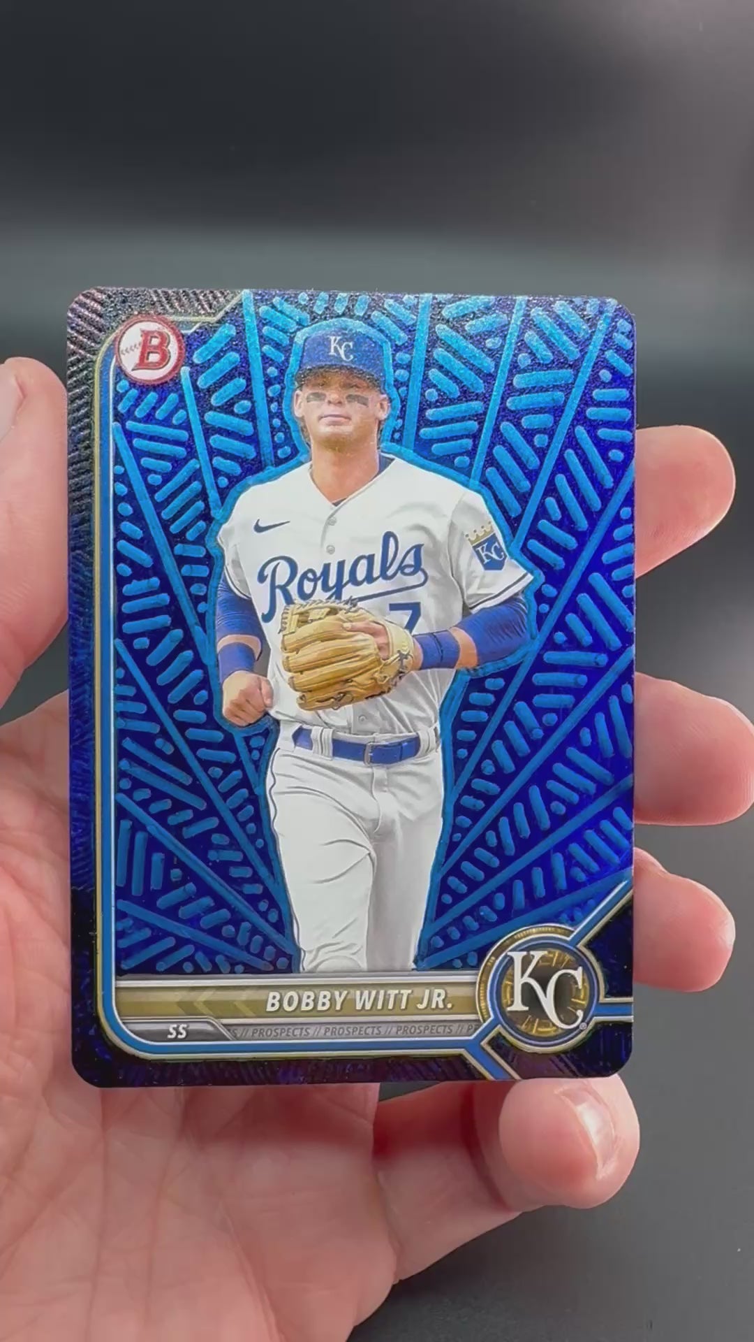 Bobby Witt Jr. Custom 1/1 Baseball Card Art - Painted and Embossed