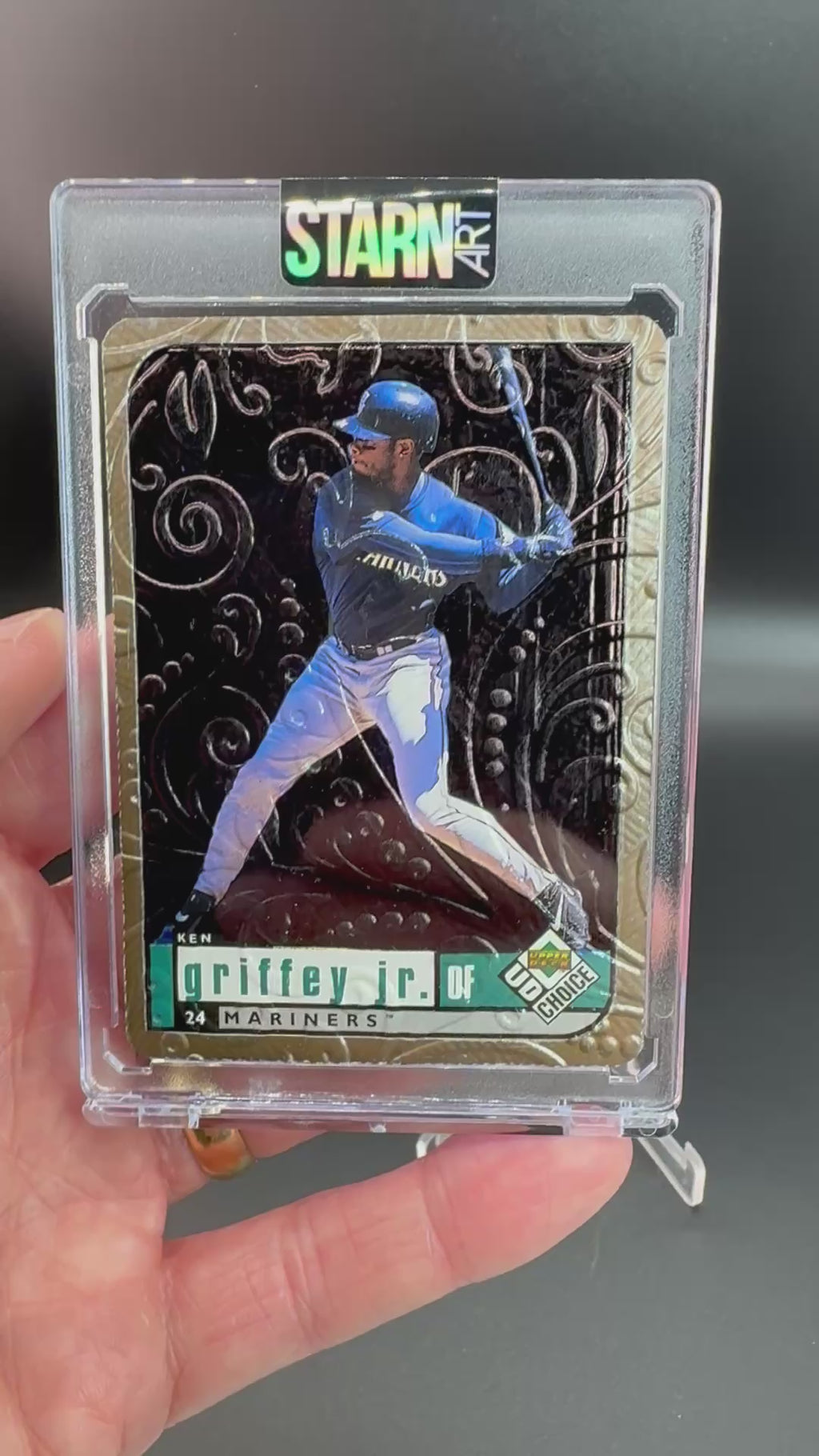 Ken Griffey Jr. Custom Embossed and Painted 1/1 Baseball Card Art