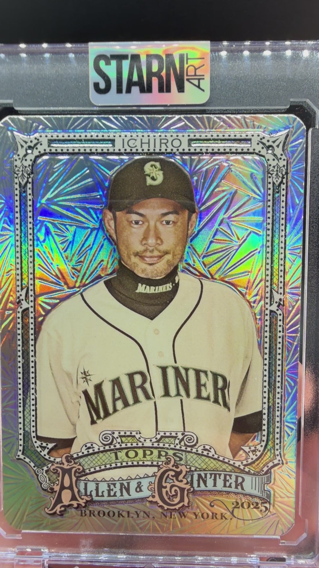 Ichiro Custom 1/1 Baseball Card Art - Painted and Embossed