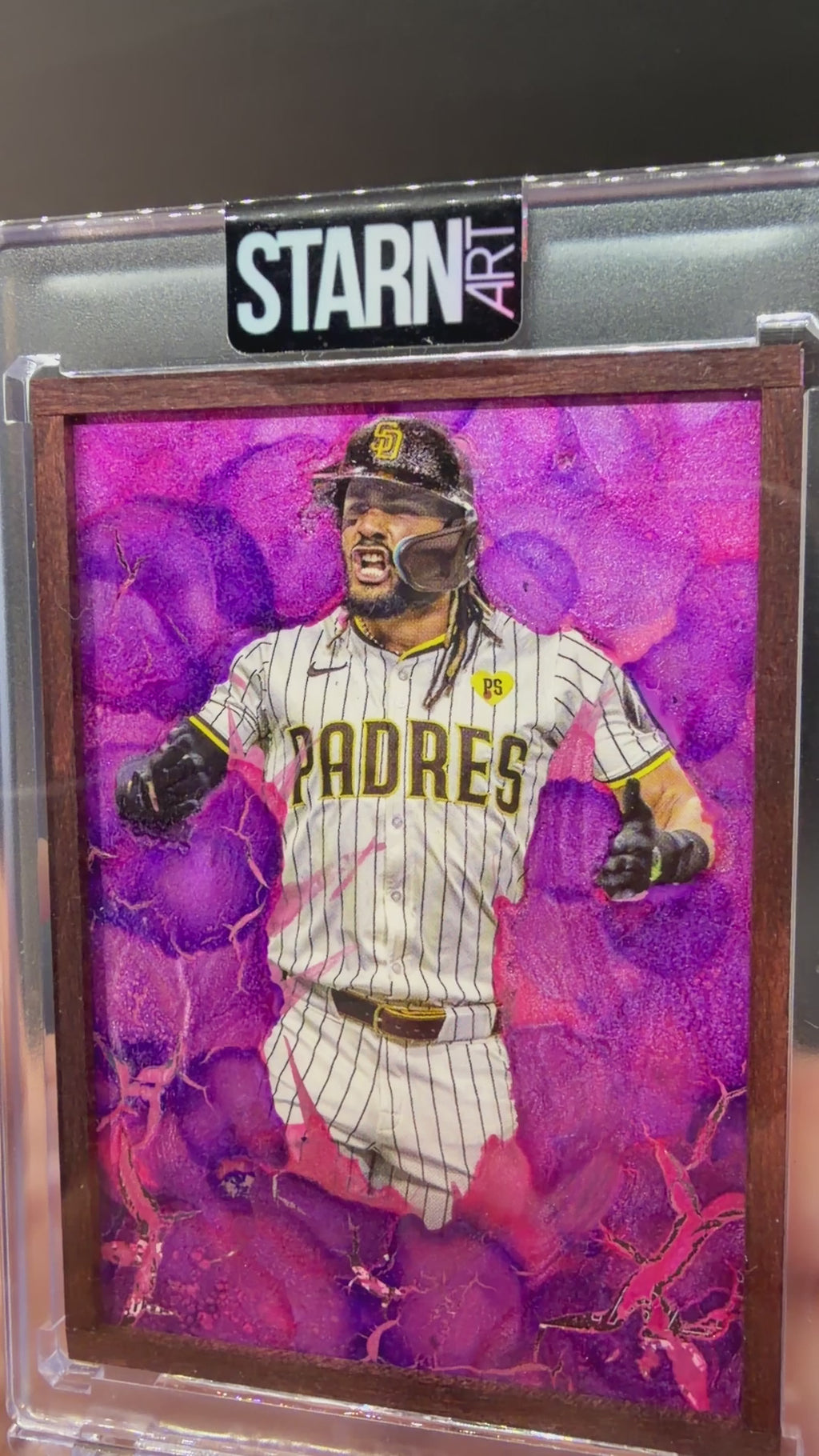 Fernando Tatis Jr. Custom 1/1 Baseball Card Art - Painted and Wood Framed