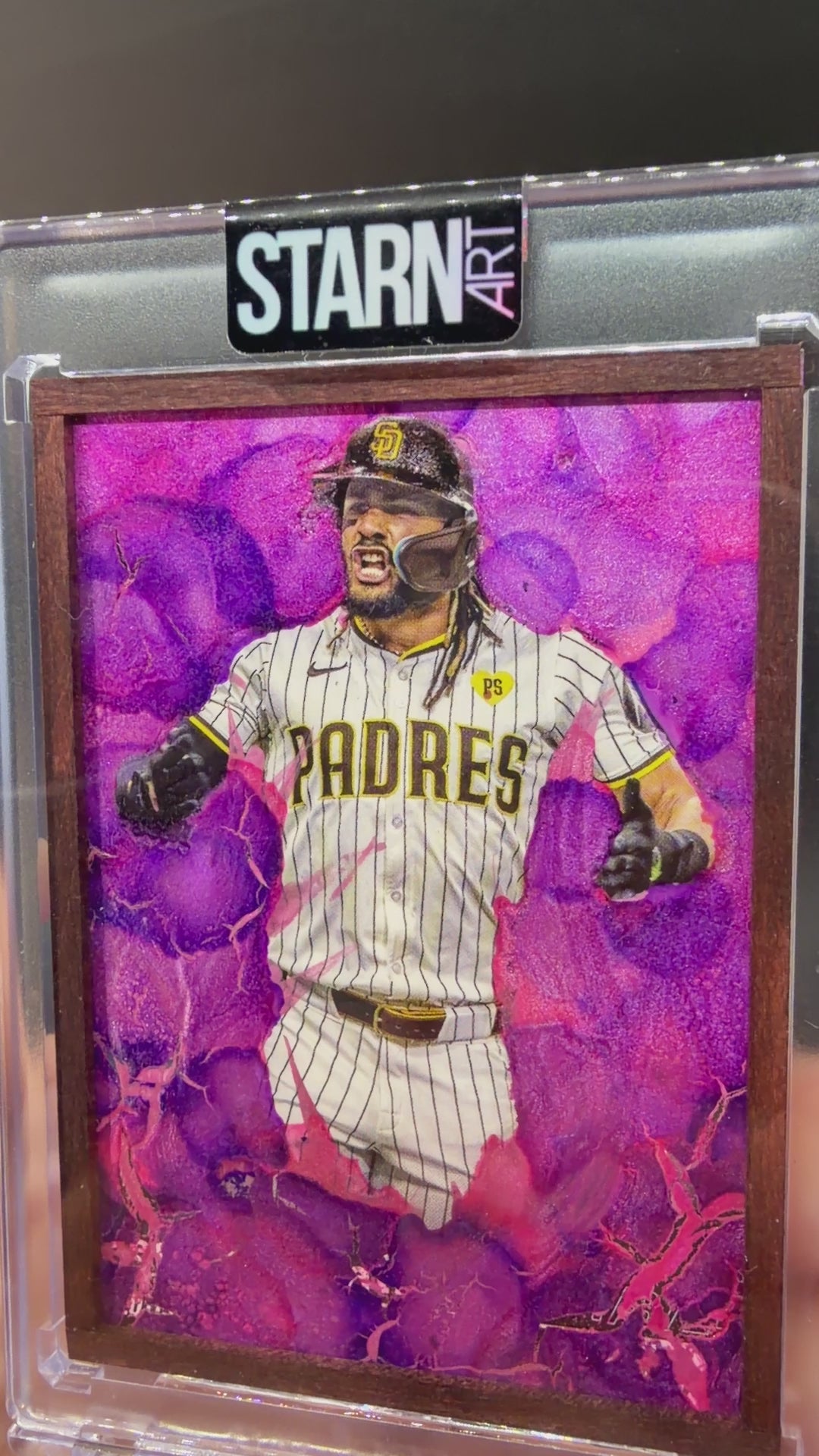 Fernando Tatis Jr. Custom 1/1 Baseball Card Art - Painted and Wood Framed