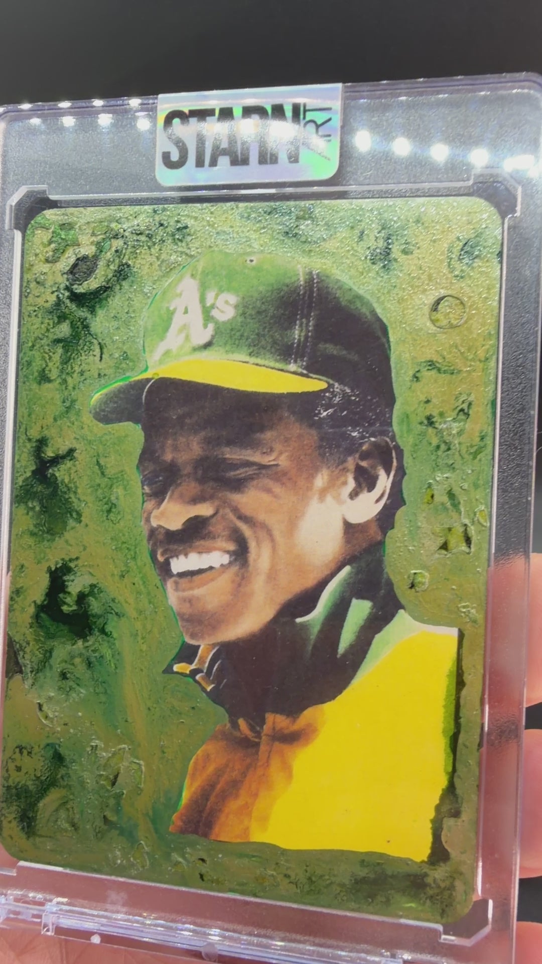 Rickey Henderson Custom 1/1 Baseball Card Art - Painted and Embossed