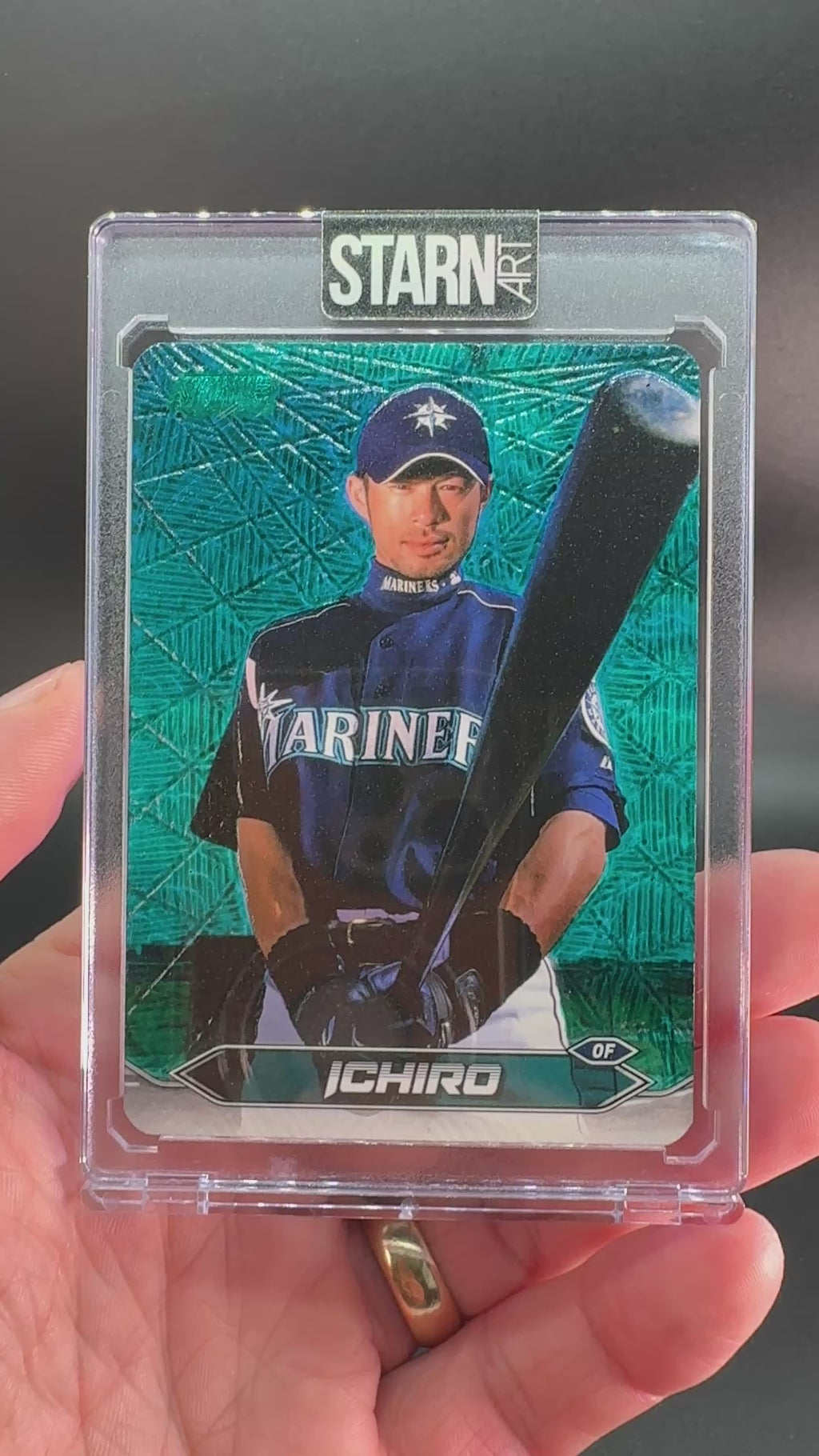 Ichiro Custom 1/1 Baseball Card Art - Painted and Embossed