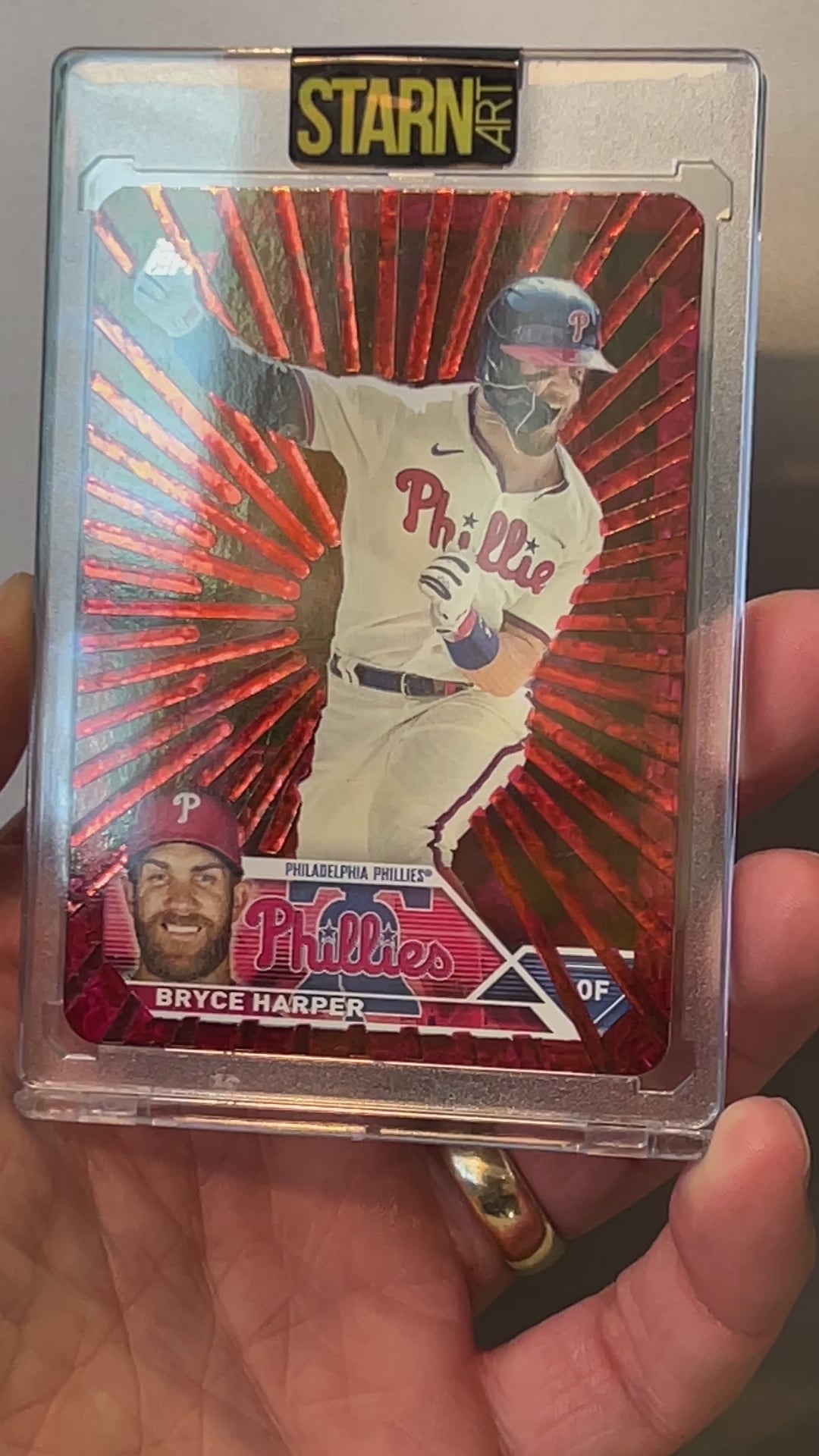 Bryce Harper Custom 1/1 Baseball Card Art - Painted and Embossed