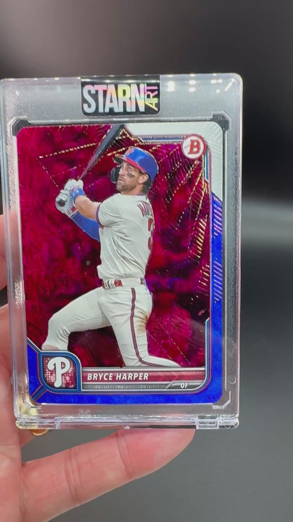 Bryce Harper Custom 1/1 Baseball Card Art - Painted and Embossed