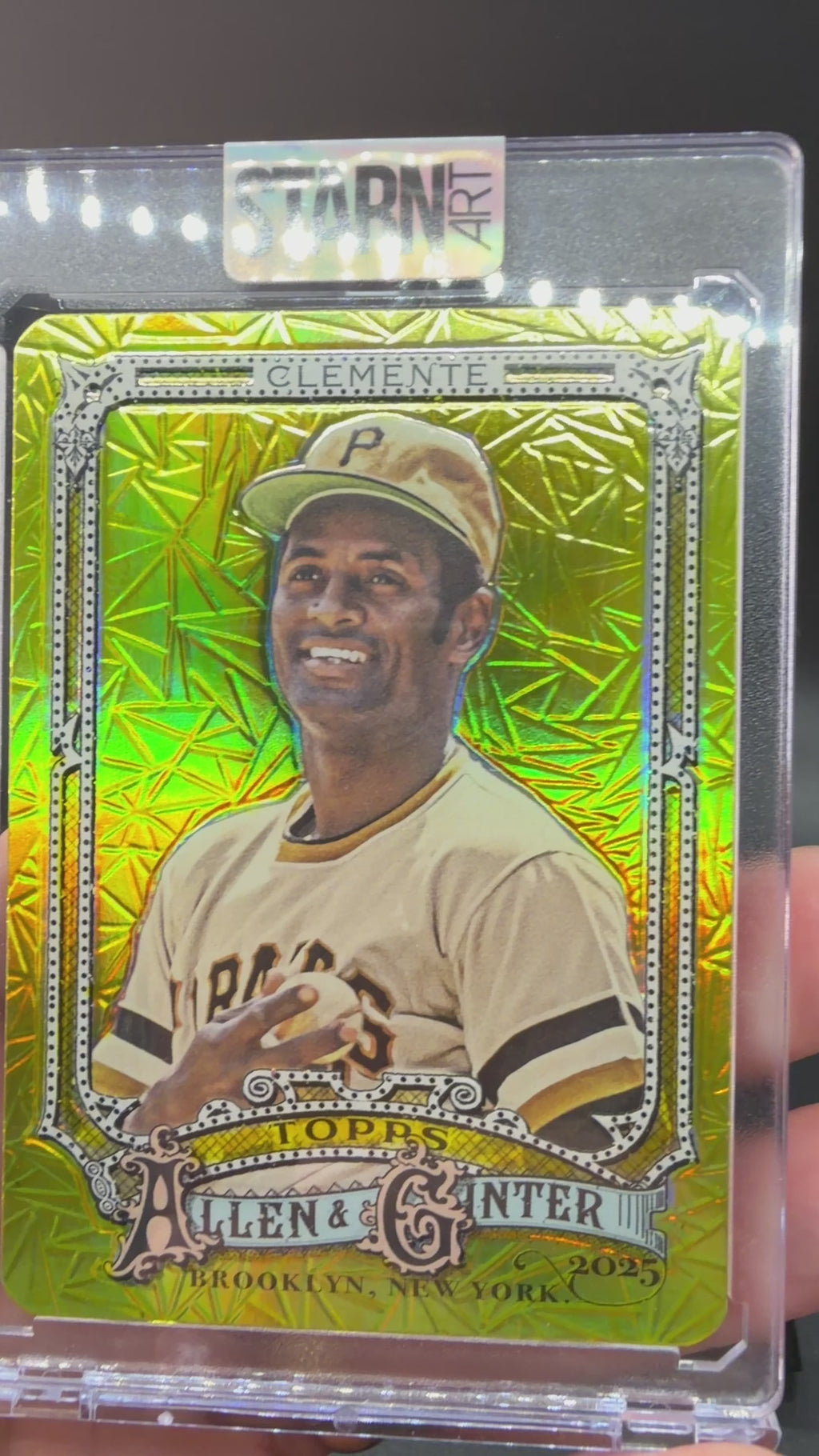 Roberto Clemente Custom 1/1 Baseball Card Art - Painted and Embossed