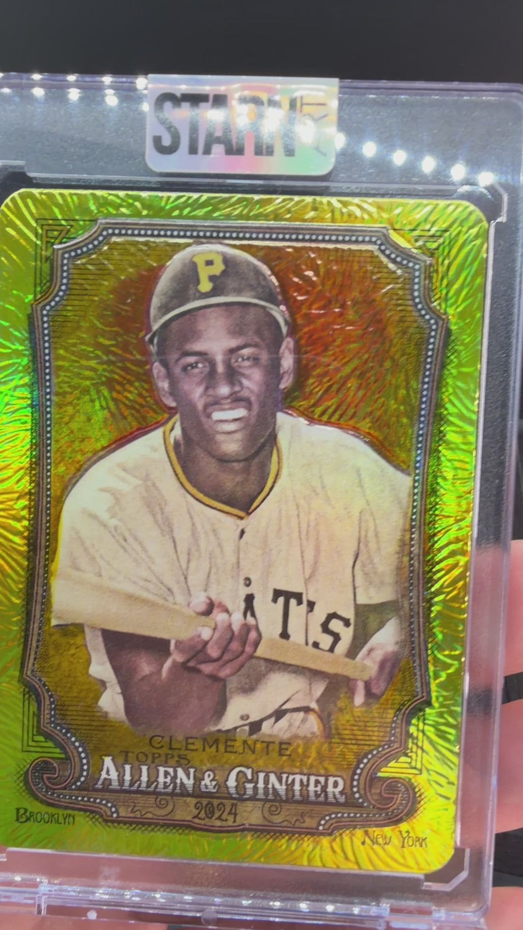 Roberto Clemente Custom 1/1 Baseball Card Art - Painted and Embossed