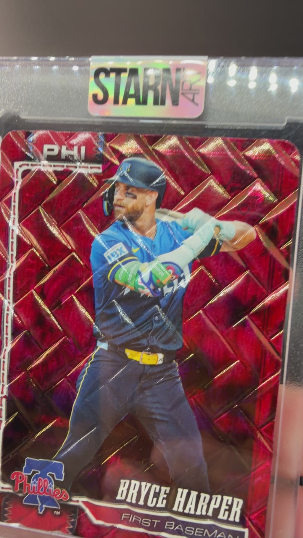 Bryce Harper Custom 1/1 Baseball Card Art - Painted and Embossed