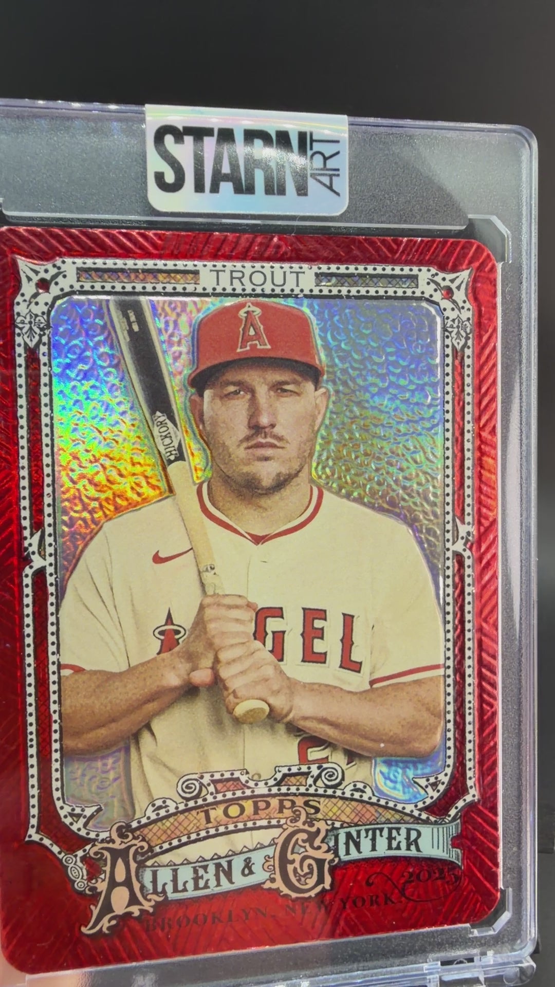 Mike Trout Custom 1/1 Baseball Card Art - Painted and Embossed