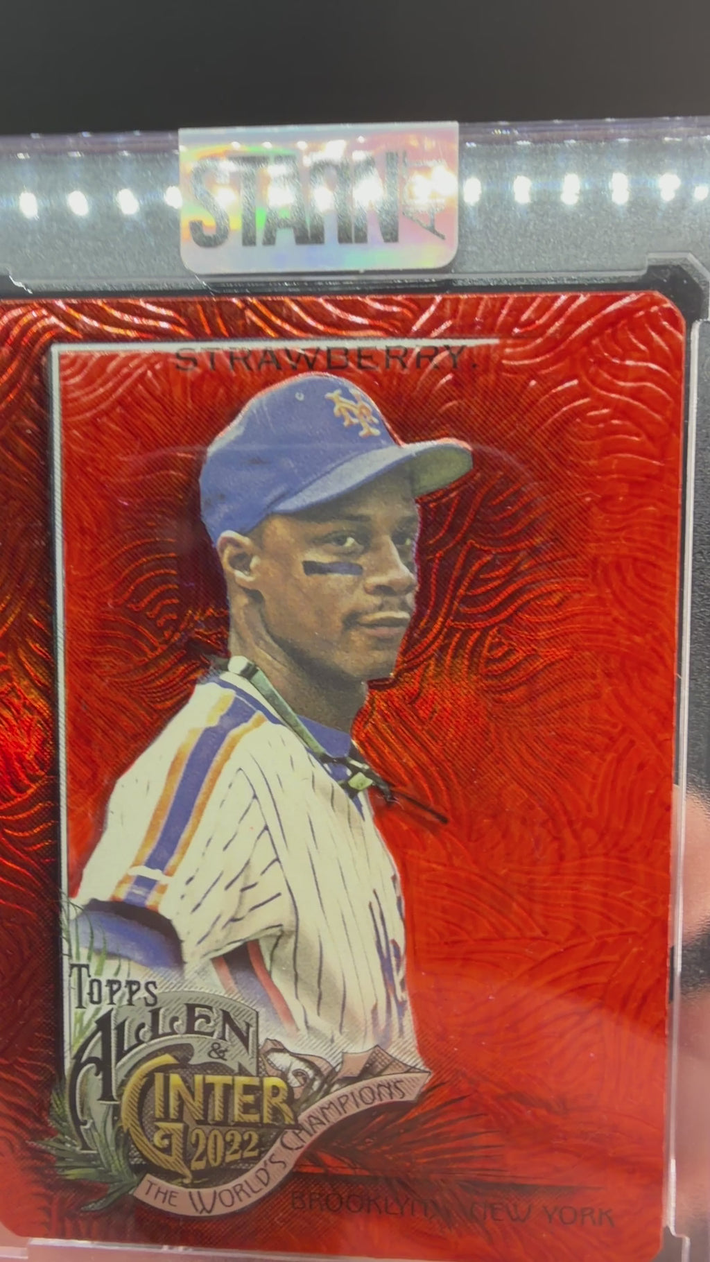 Darryl Strawberry Custom 1/1 Baseball Card Art - Painted and Embossed