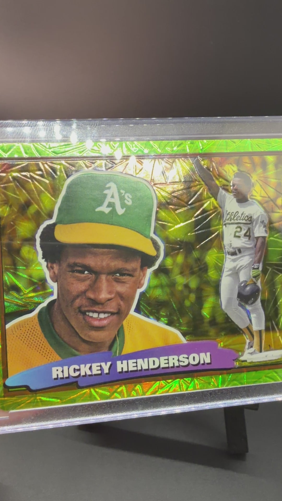 Rickey Henderson Custom 1/1 Baseball Card Art - Painted and Embossed