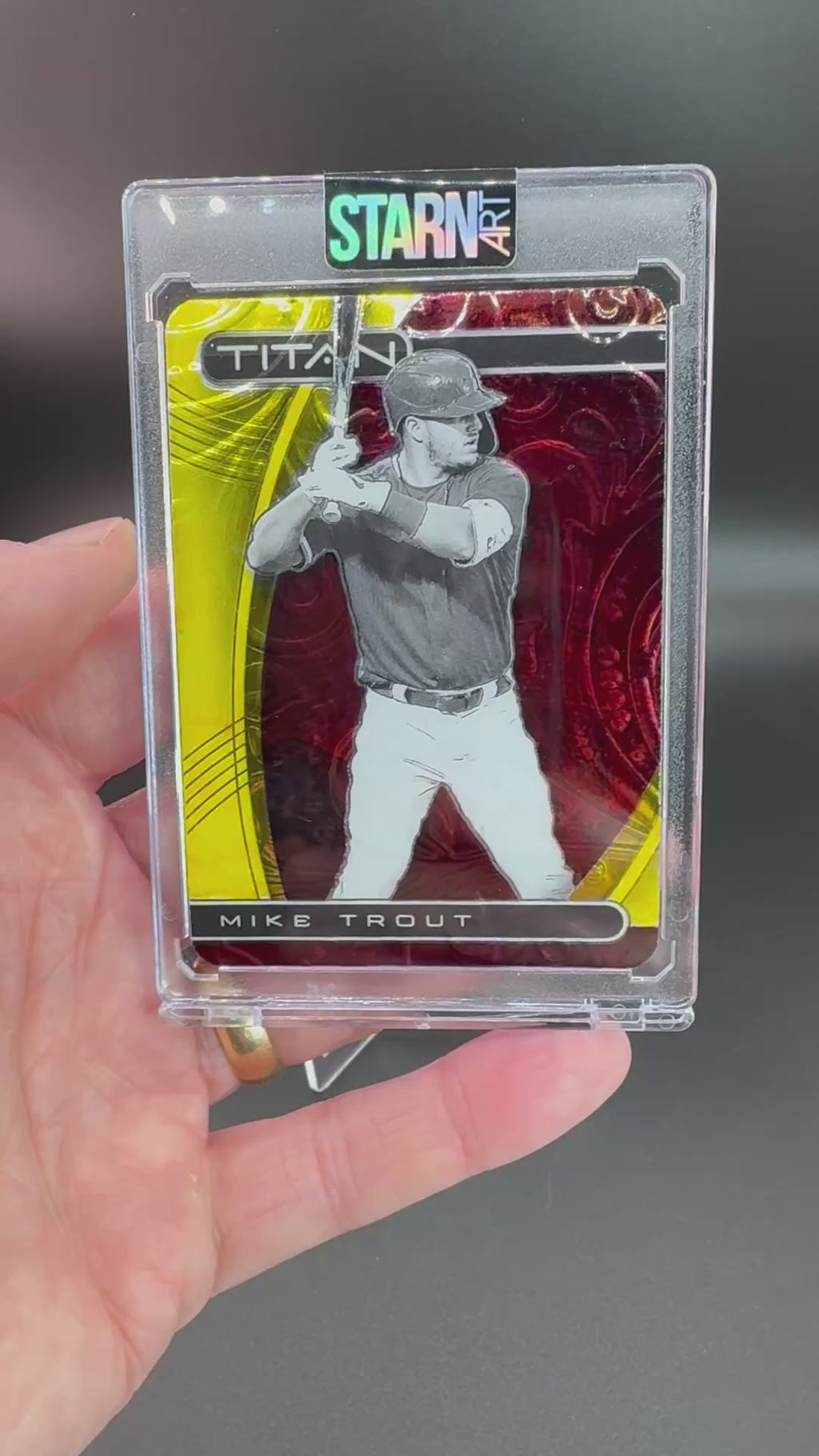 Mike Trout Custom 1/1 Baseball Card Art - Painted and Embossed (Copy)