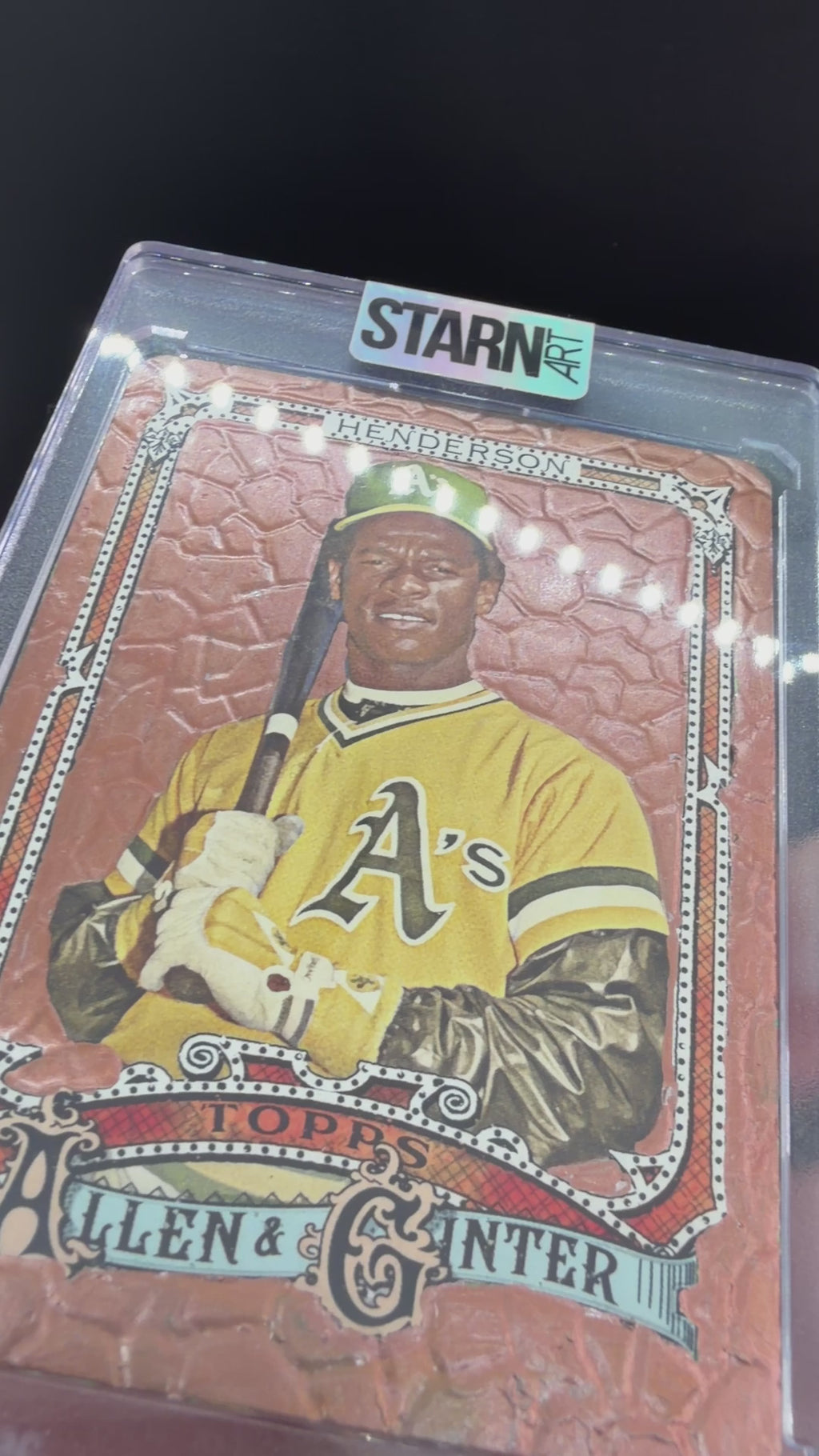 Rickey Henderson Custom 1/1 Baseball Card Art - Painted and Embossed