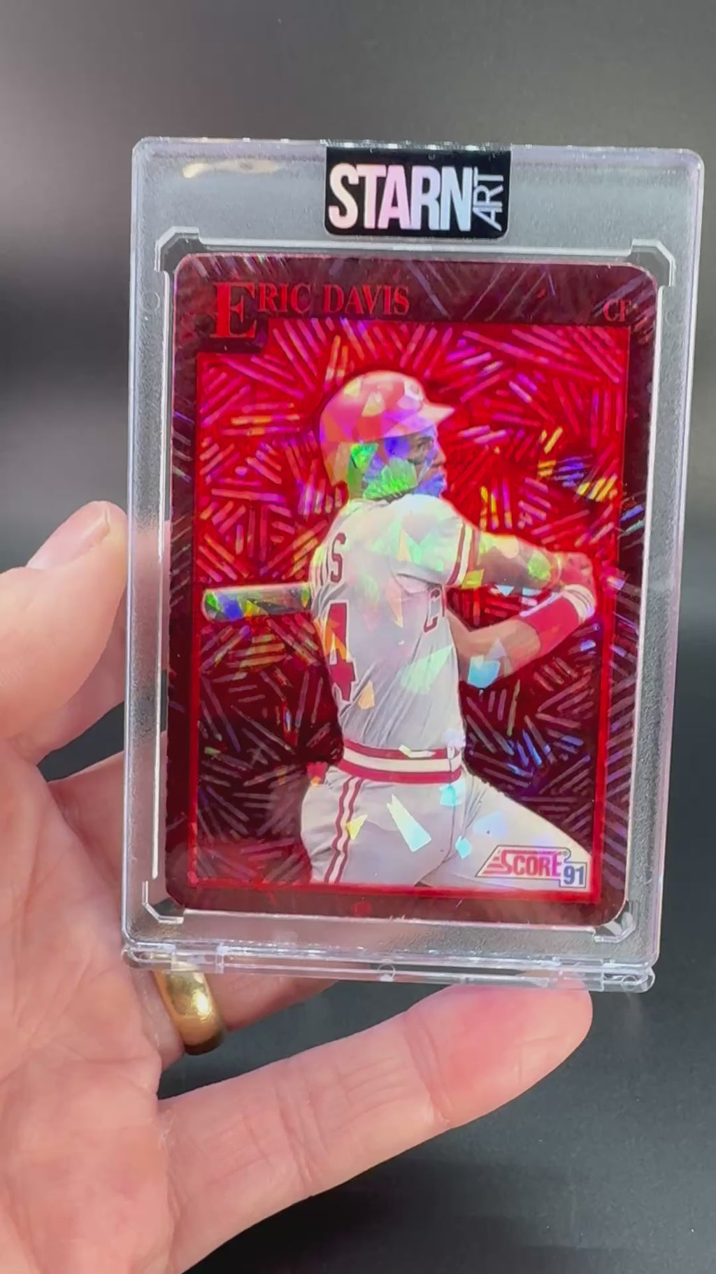 Eric Davis Custom 1/1 Baseball Card Art - Painted and Embossed