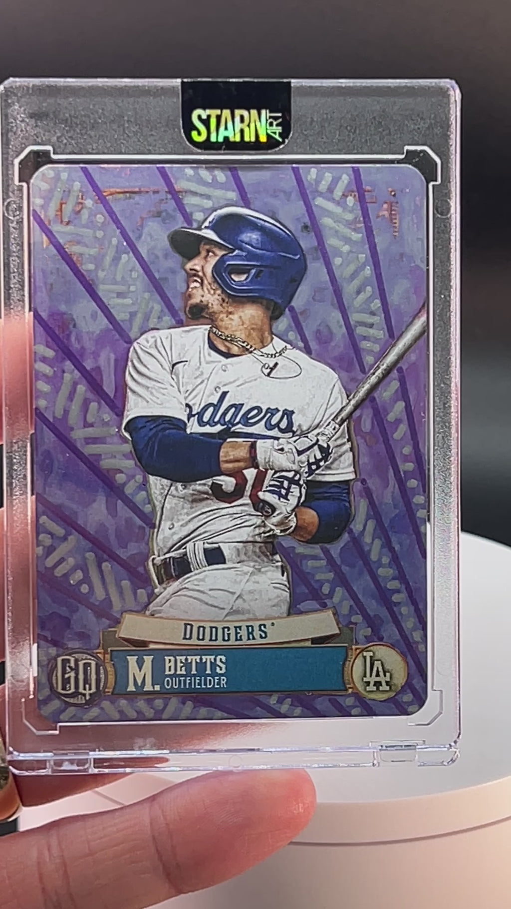Mookie Betts Custom 1/1 Baseball Card Art - Painted and Embossed