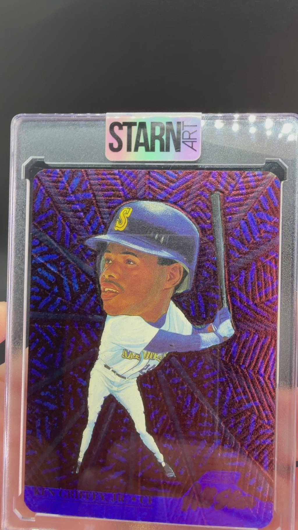 Ken Griffey Jr. Custom 1/1 Baseball Card Art - Painted and Embossed