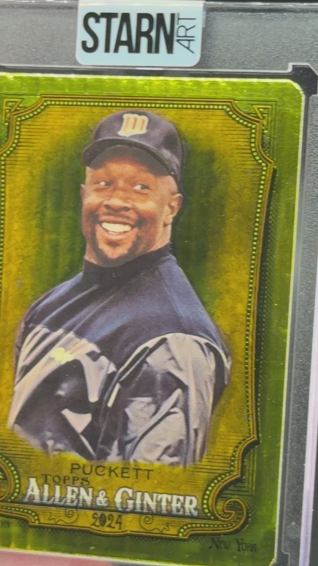 Kirby Puckett Custom 1/1 Baseball Card Art - Painted and Embossed