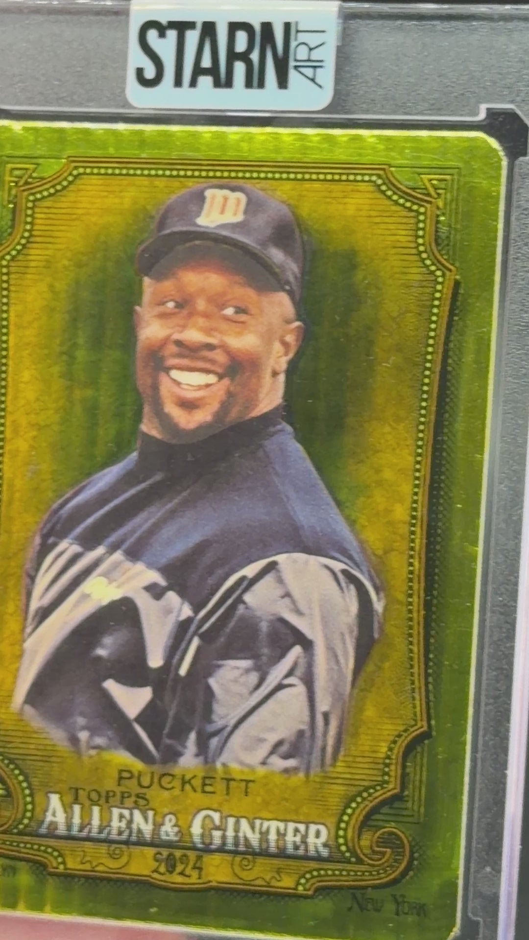 Kirby Puckett Custom 1/1 Baseball Card Art - Painted and Embossed
