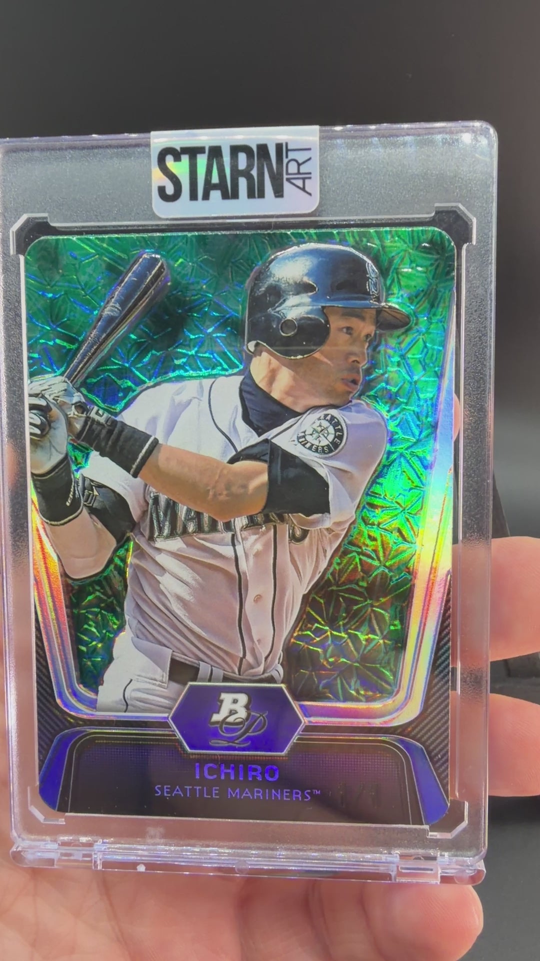 Ichiro Custom 1/1 Baseball Card Art - Painted and Embossed