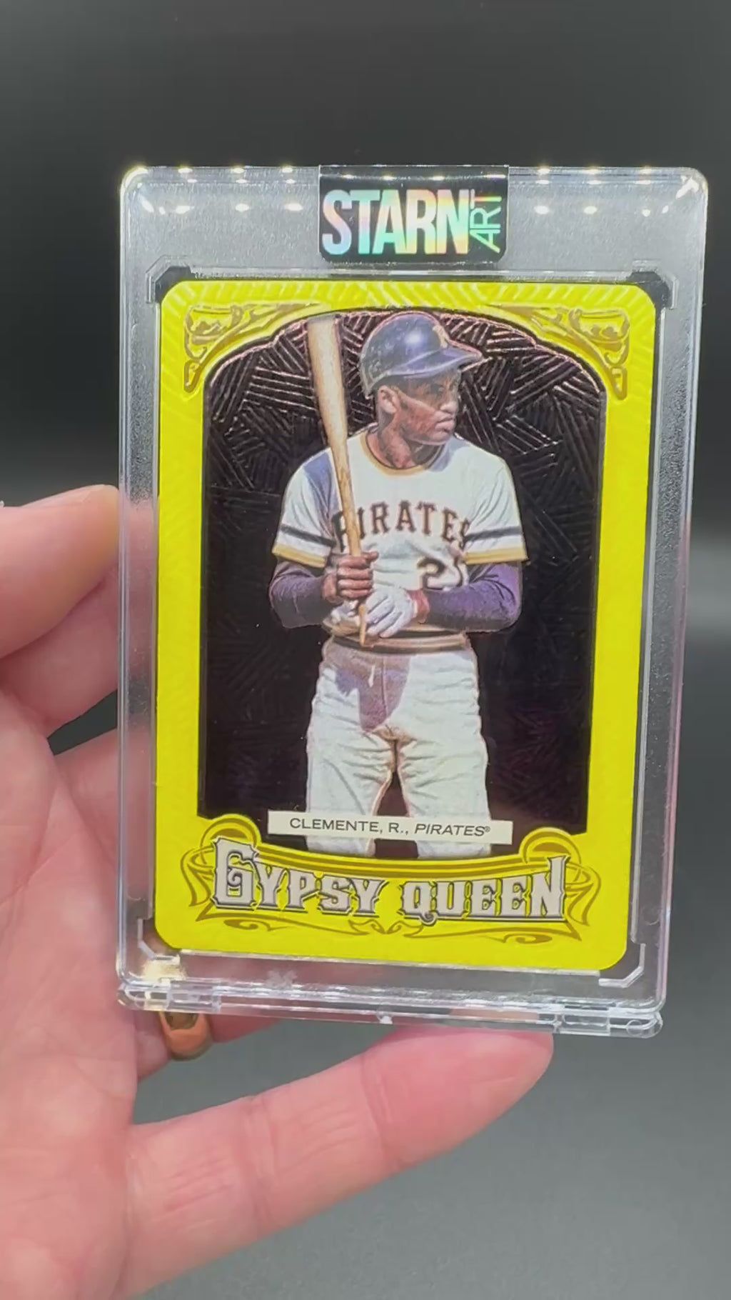 Roberto Clemente Custom 1/1 Baseball Card Art - Painted and Embossed