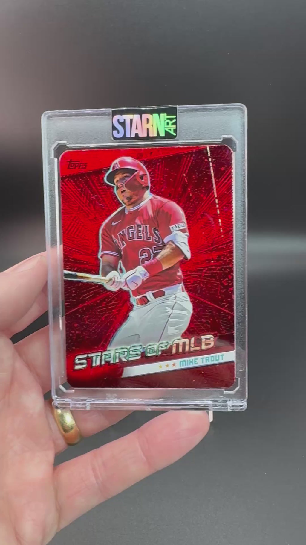 Mike Trout Custom 1/1 Baseball Card Art - Painted and Embossed